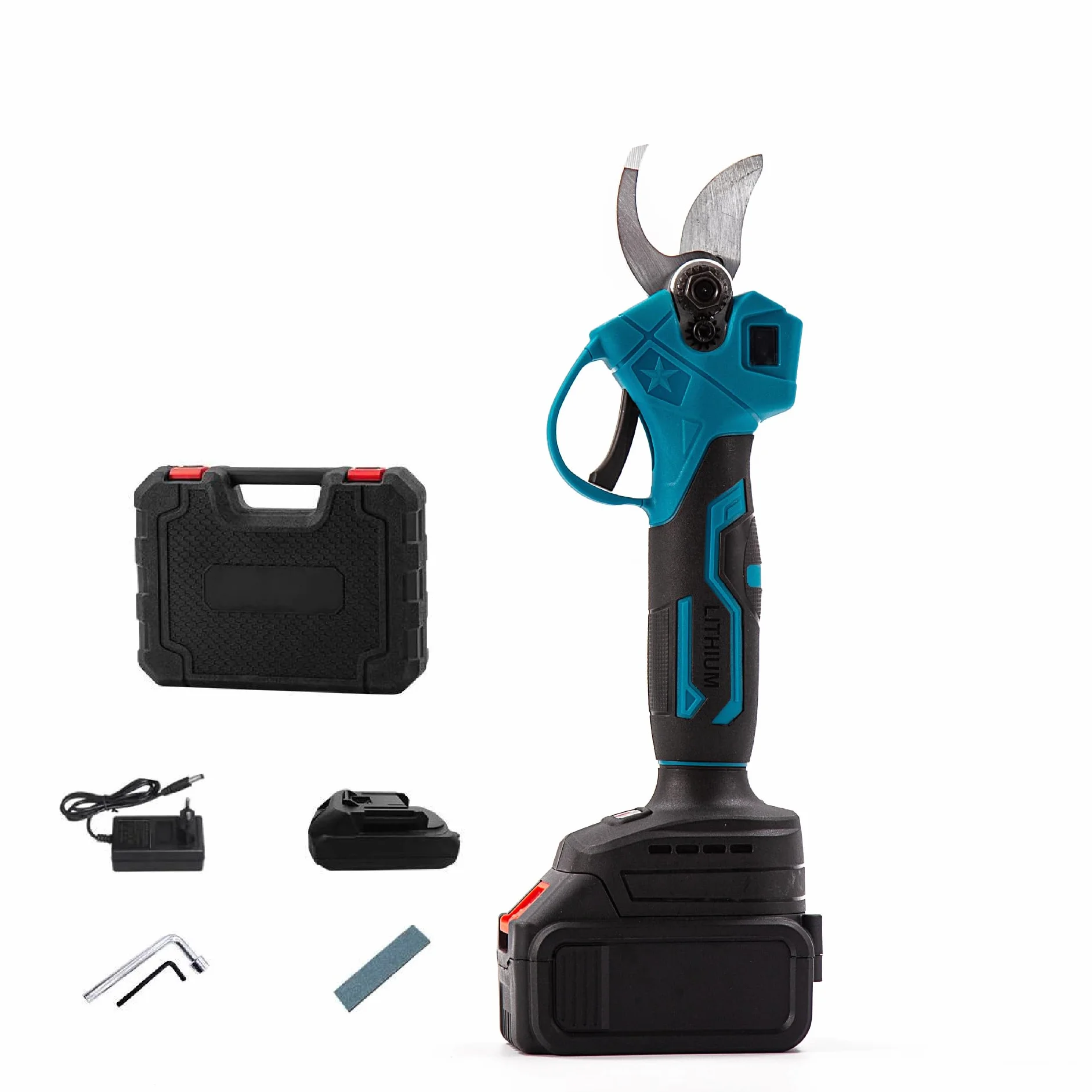 Tijeras de podar eléctricas con batería, máx. 30 mm, para batería Makita de 18 V, 2 anchos ajustables, tijeras de podar eléctricas sin escobillas para flores, fruit branches, potted plants (azul)