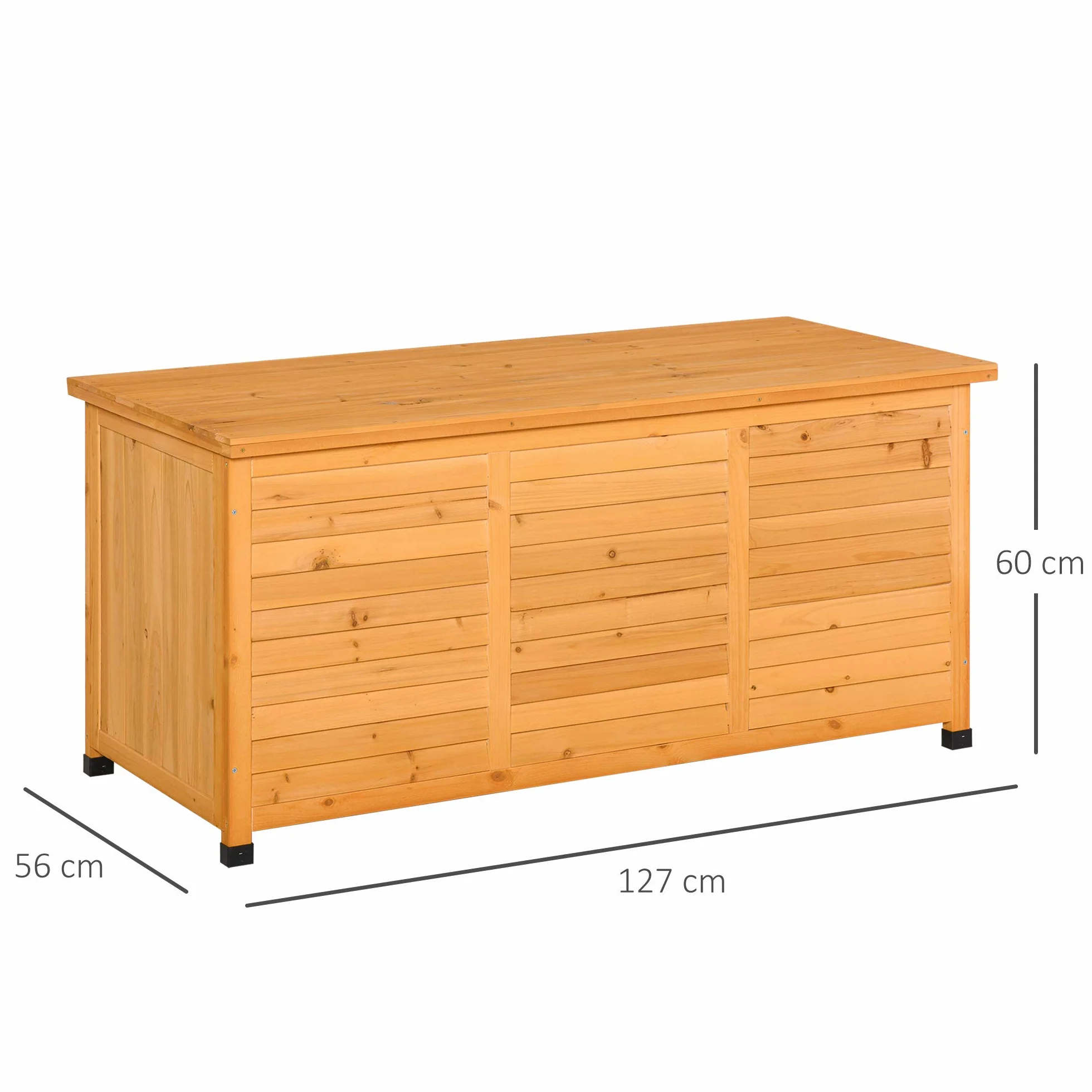 Outsunny Baúl de Almacenaje Exterior 284L Arcón de Jardín Impermeable Madera 127x56x60 cm