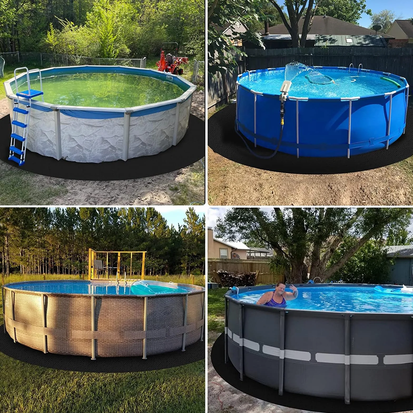 Base para Piscina Exterior, Esterilla Protectora Circular 400 cm, Almohadilla para Piscinas Desmontables e Hinchables