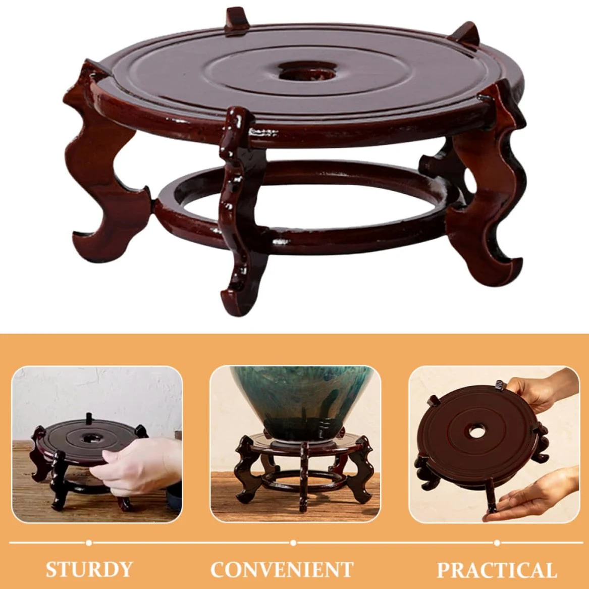 Soporte y Rústico para Pequeñas Patas Madera de Macetas Pedestal Decorativas Elevador para Plantas Interior Hogar