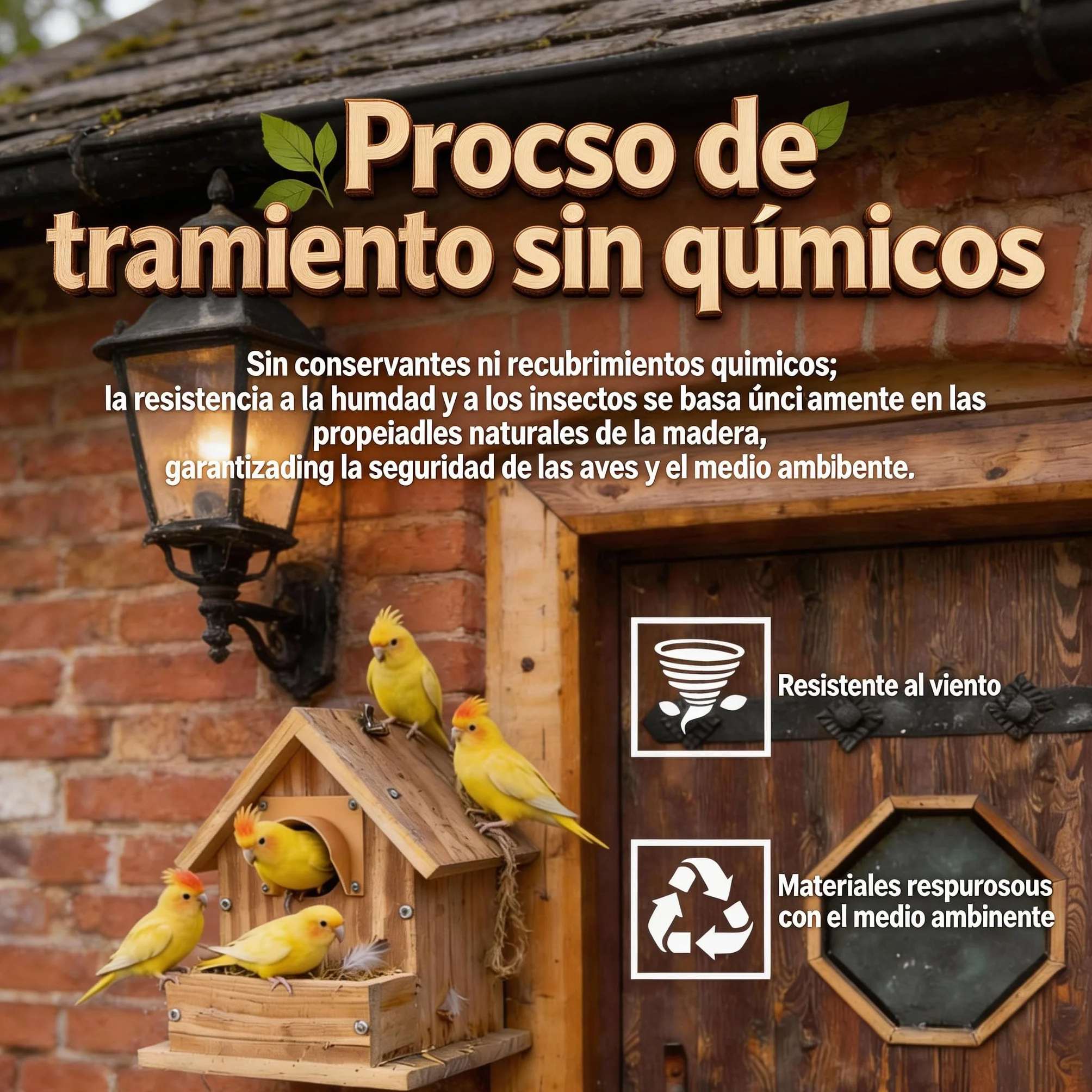 Nido para pájaros de madera resistente a la intemperie colgante para herrerillos petirrojos aves pequeñas