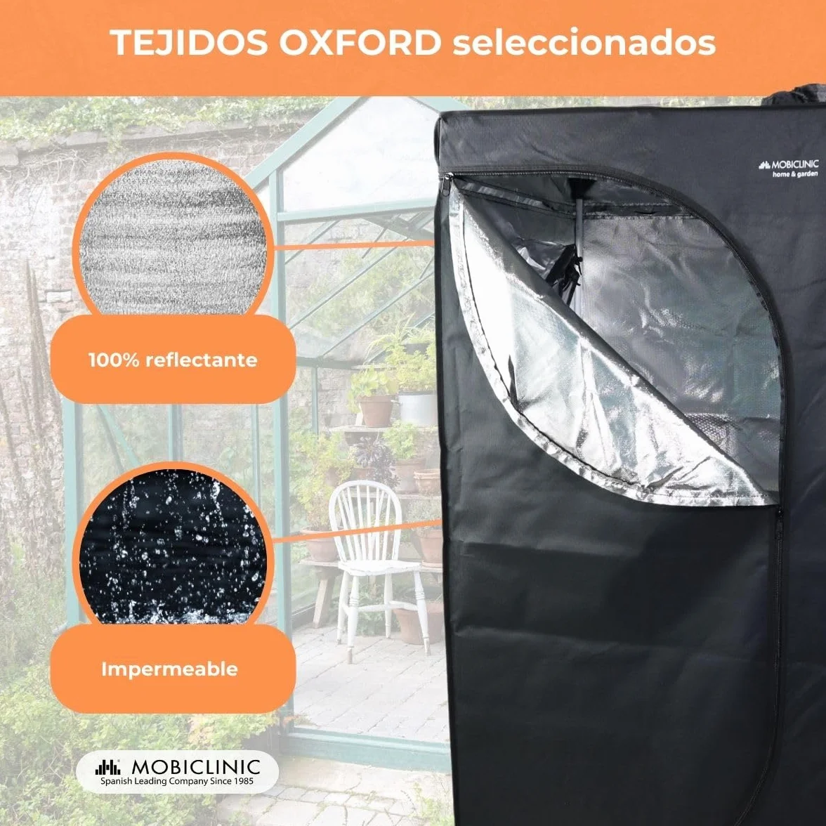 Mobiclinic®, Armario de Cultivo Interior, Growbox, Reflectante Premium Mylar 97%, Hidropónico, Impermeable, Fondo Desmontable, Tejido Nylon Grueso, Estructura Resistente, Grow Tent