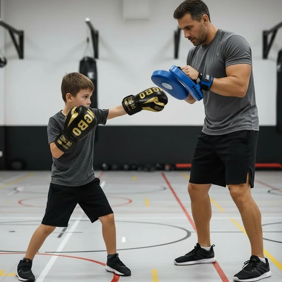Guantes de Boxeo para Niños 6oz Cuero MMA Muay Thai Kickboxing