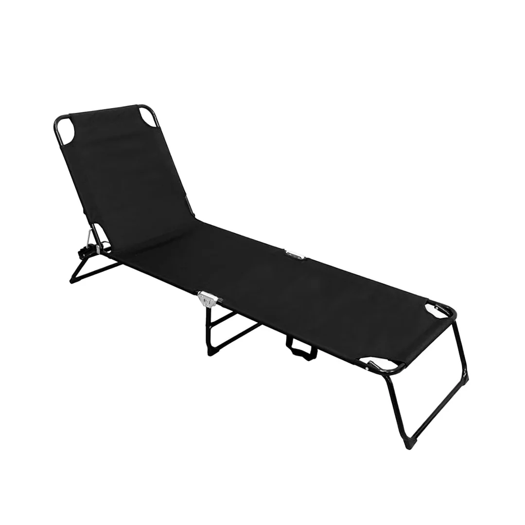 Acomoda Textil – Tumbona de Jardín Plegable y Reclinable en 3 Posiciones. Hamaca Cómoda y Resistente para Playa, Piscina, Jardín y Terraza Negro 188x55x24 cm.