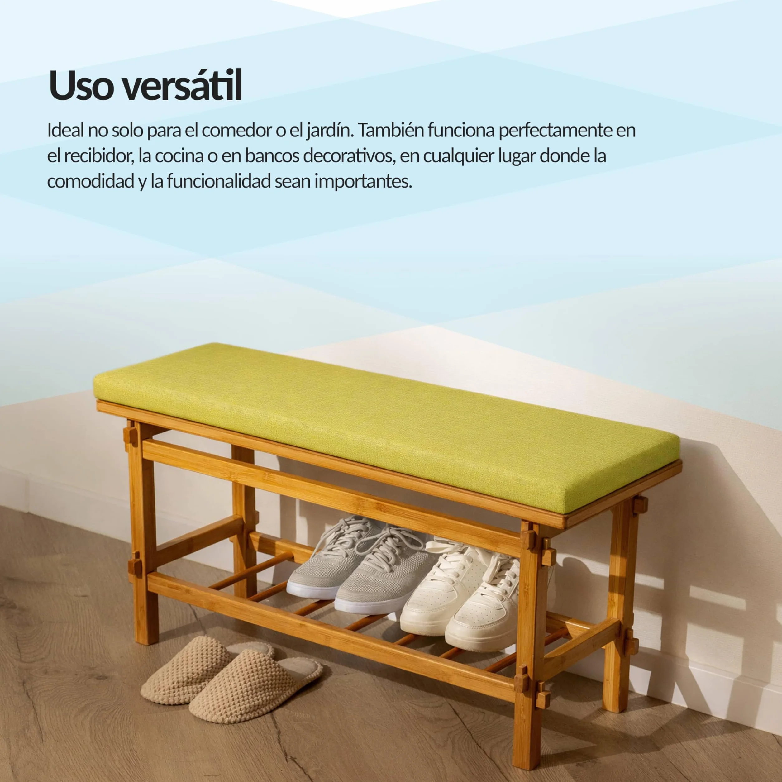 POKAR Cojín de Banco 100x40 cm Funda Extraíble Cintas Antideslizantes Oeko-Tex Antracita