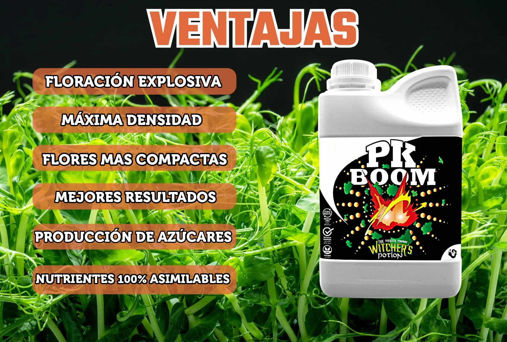 PK BOOM Witcher's Potion Cannaboom 500ml Engorde de Cogollos NPK 3-13-13 con Microelementos Quelatados
