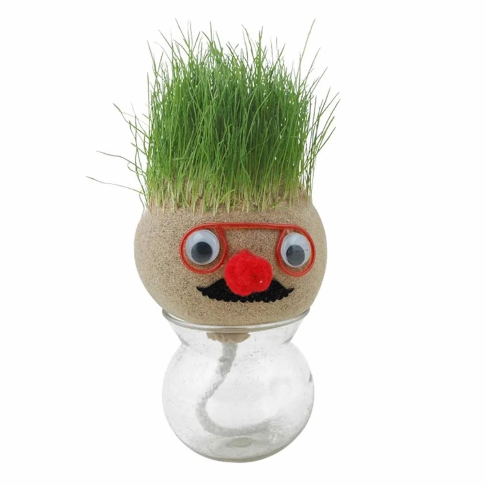 Grass Head Doll Muñeco con Cabeza De Hierba Maceta Verde Escritorio Decoración Hogar Jardín