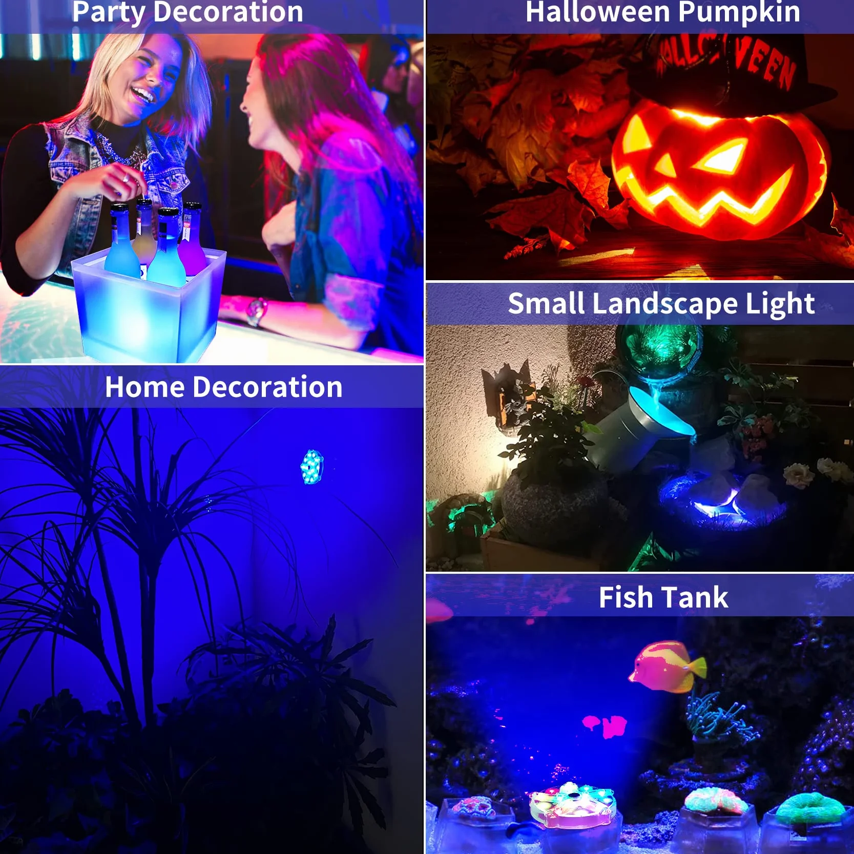 DeeprBlu Luz Sumergible Bañera LED Recargable con Imán y Ventosas para Piscina