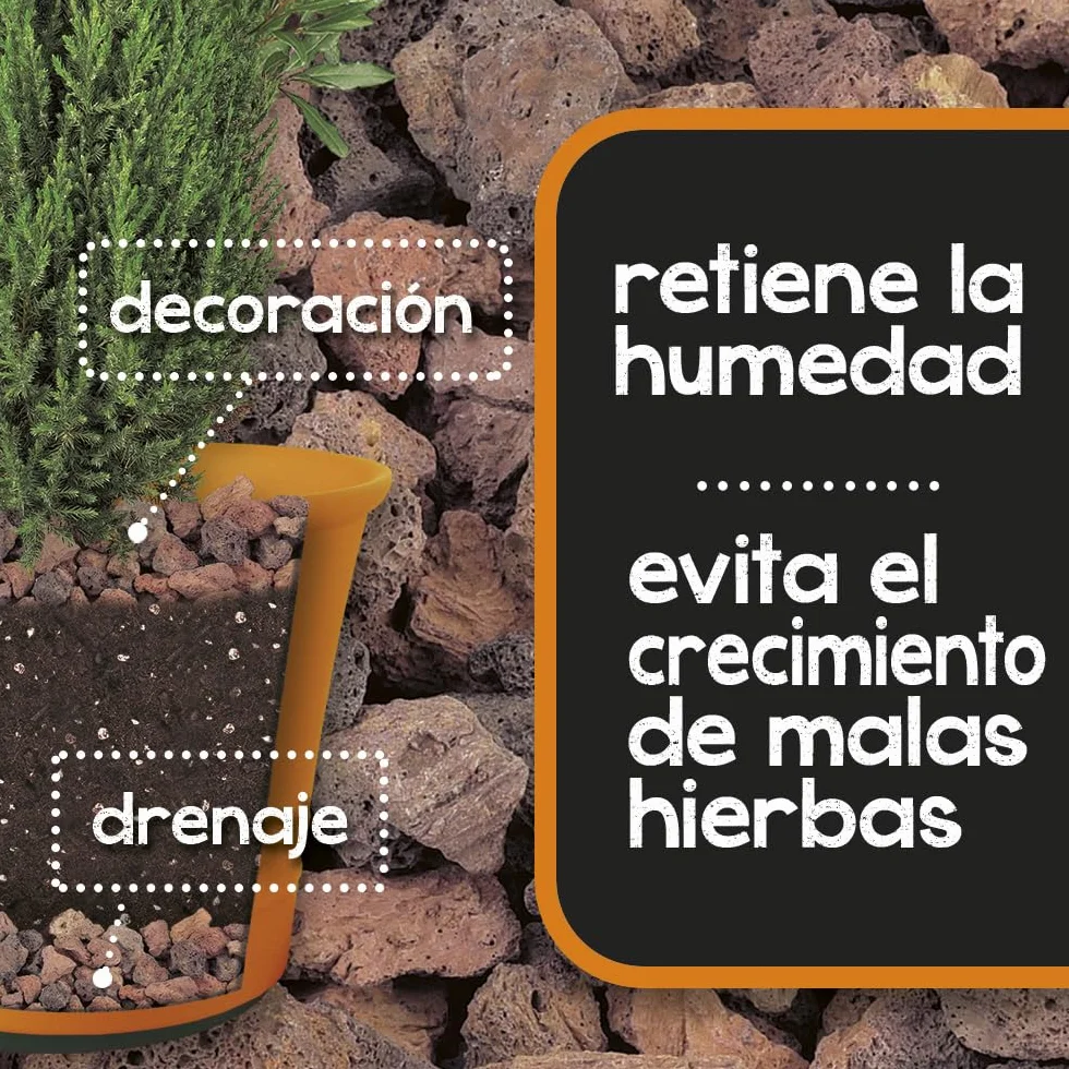 Greda Volcánica Decorativa 6 L Tamaño 12/18 Piedra Volcánica para Macetas y Jardín Sustrato Decorativo