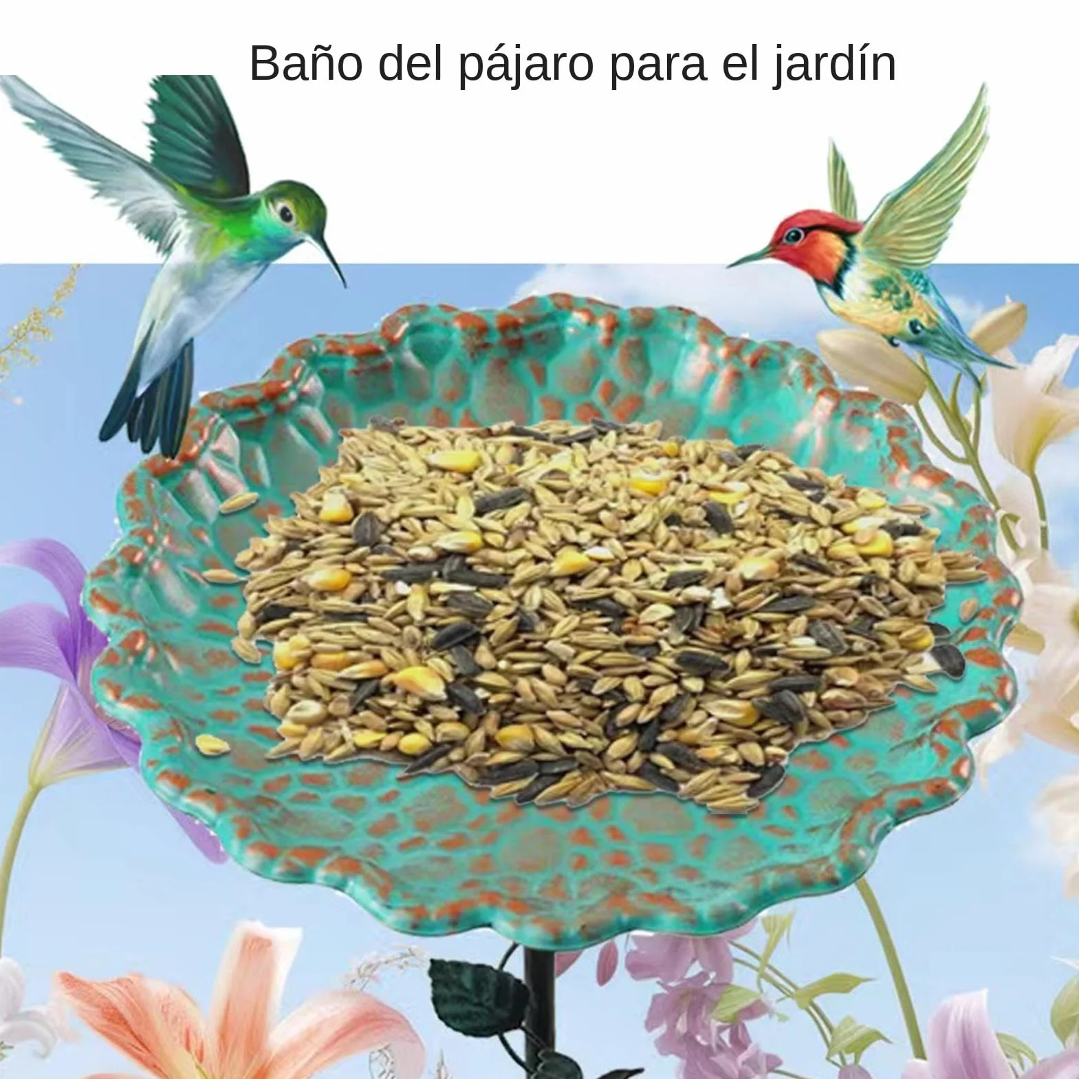 Bebedero para Pájaros de Metal con Soporte Estable y Resistente a la Corrosión para Decoración de Patio