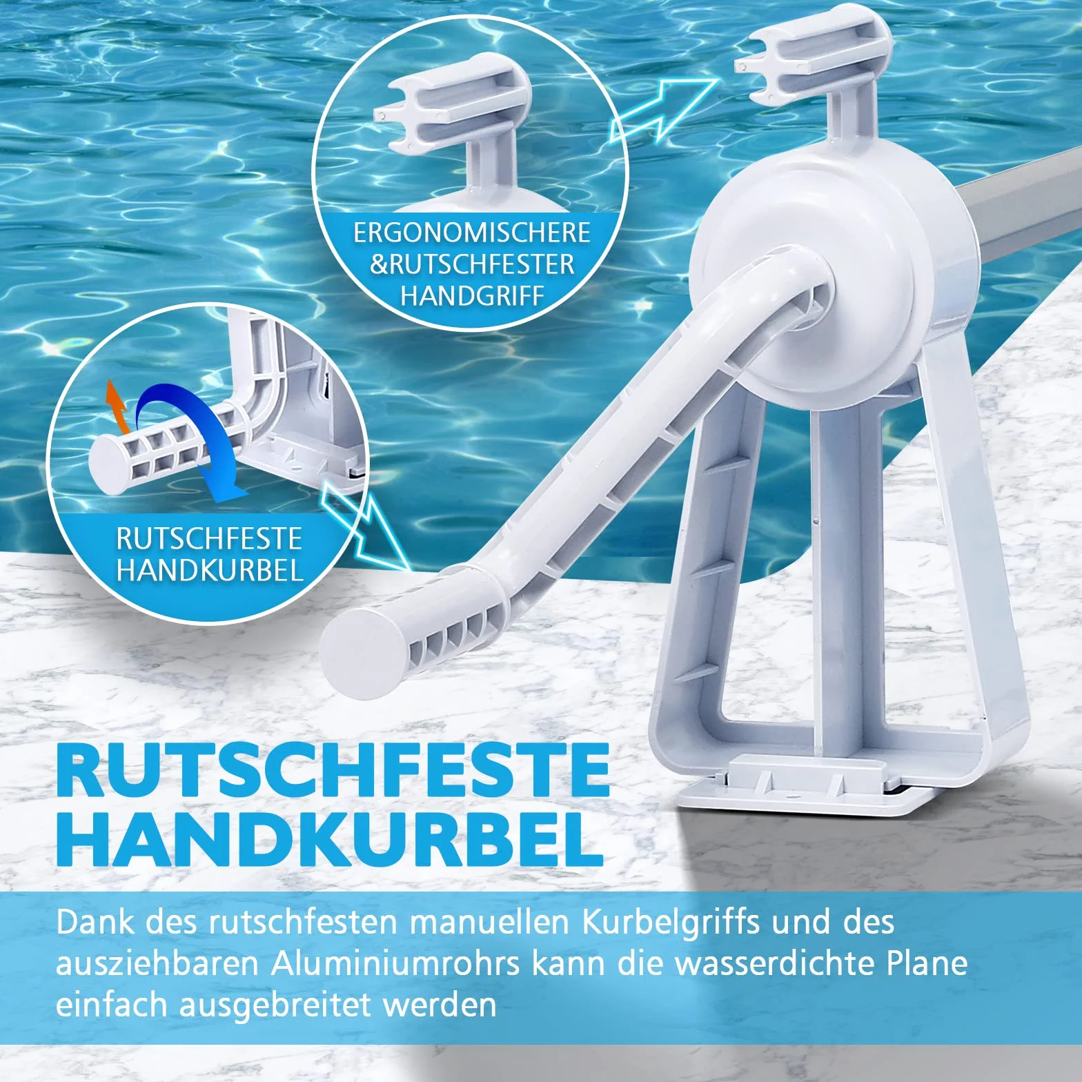 UISEBRT Sistema de enrollado para piscina 1,05 m – 6,15 m enrollador de láminas con cintas de fijación