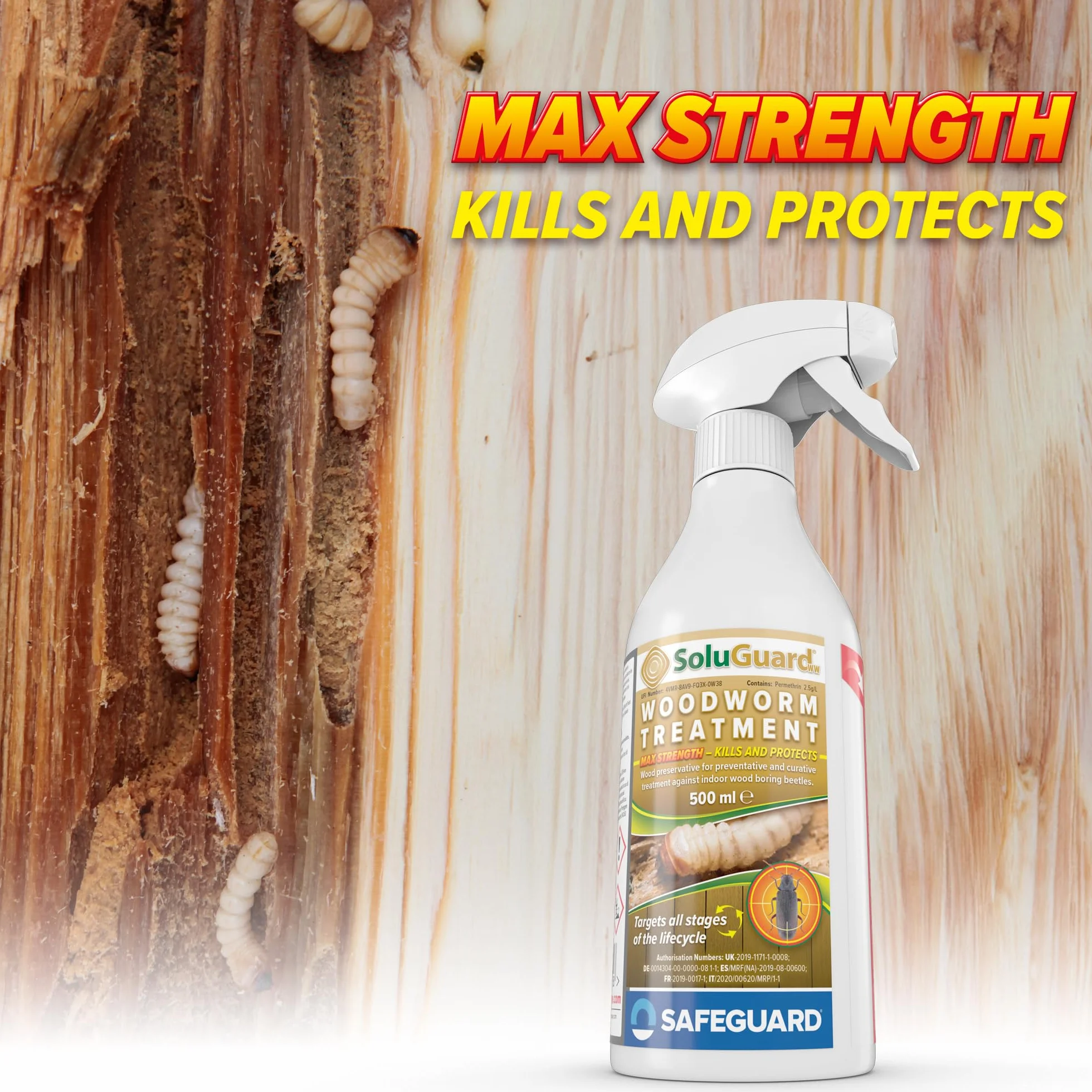 Soluguard Solución Anticarcoma 500ml Tratamiento Preventivo Curativo Termita Carcoma Escarabajos Perforadores Insectos Xilófagos