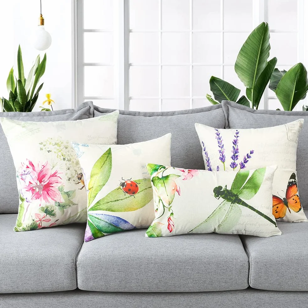 Artscope Fundas Impermeables para Cojín 12x20 Pulgadas, Juego de 4, Decorativas para Exterior, Patio, Jardín, Sala de Estar