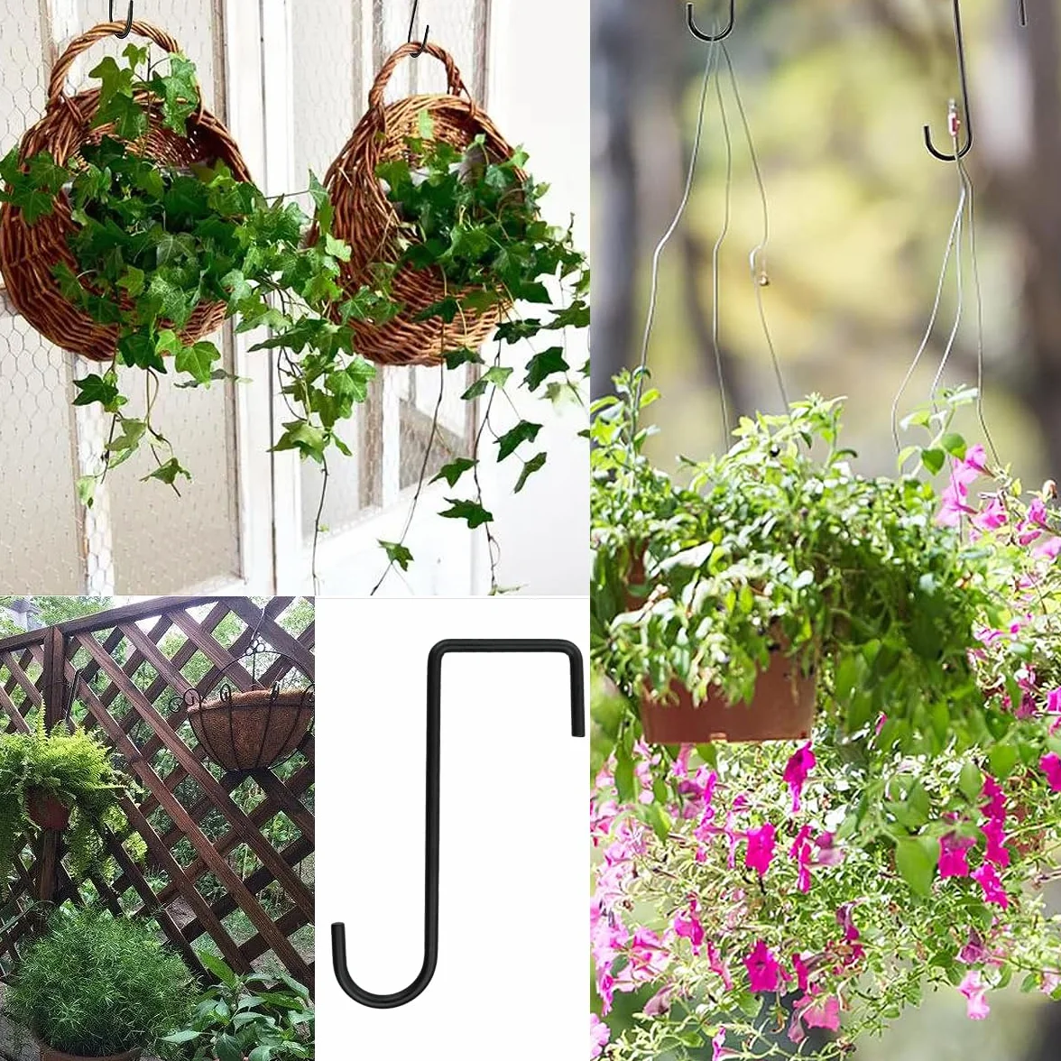 Lemiyoo 8 ganchos de jardín de 6 pulgadas para exteriores, soportes colgantes para macetas y luces