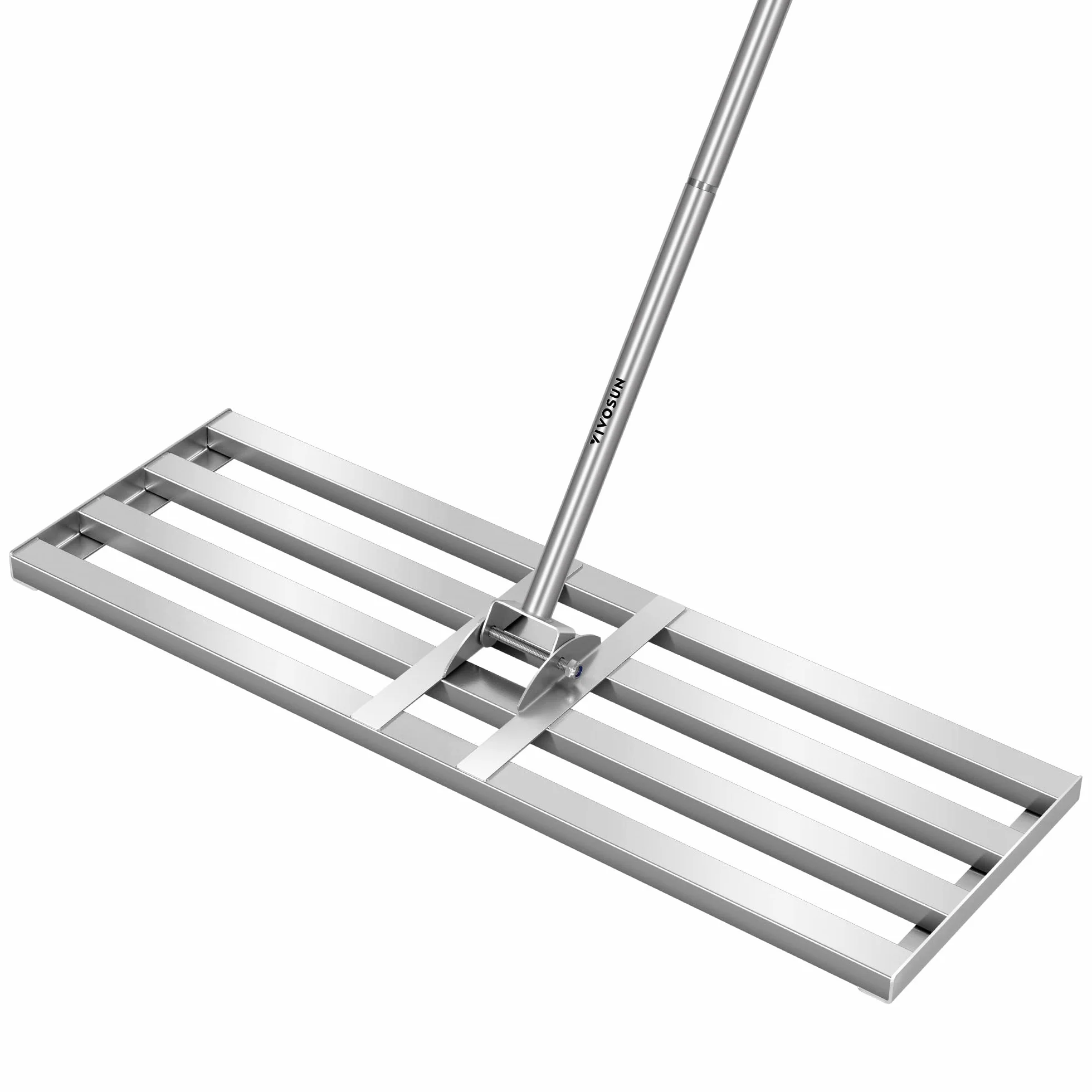 Rastrillo nivelador de césped de 76 x 25 cm con mango ajustable de acero inoxidable de 198 cm - Herramienta de nivelación ancha y resistente para grandes superficies, nivelador de césped y tierra.