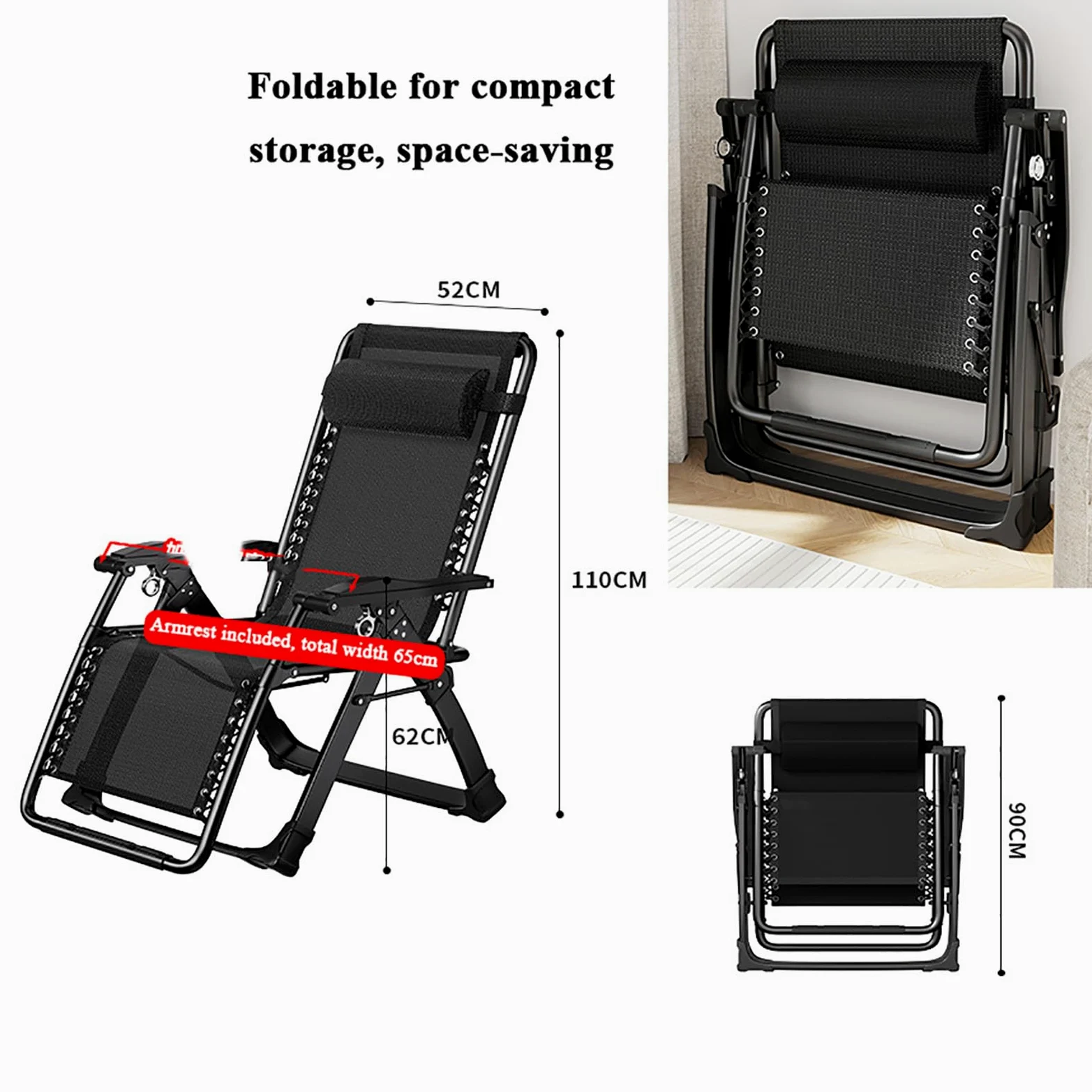 Tumbonas de Gravedad Cero Jardín Exterior Plegables | Tumbona Plegable con Cojín Acolchado,Reposacabeza ExtraíBle, Silla Reclinable Ergonómica y Resistente para Terraza,Salón