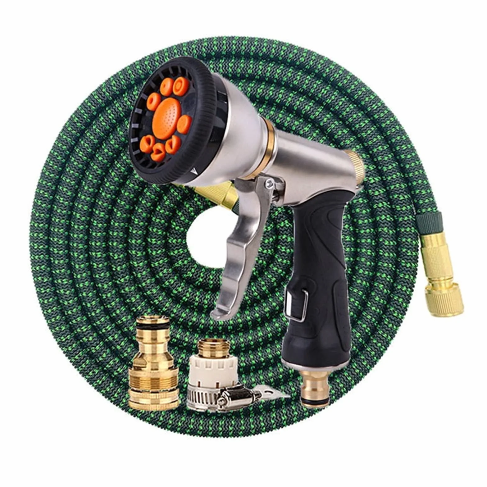 Manguera de Agua de Lavado de Coches de Alta presión Manguera de riego de jardín Extensible Flexible mangueras de riego Ajustables Resistentes al Desgaste(Hose Set,50FT-15m)