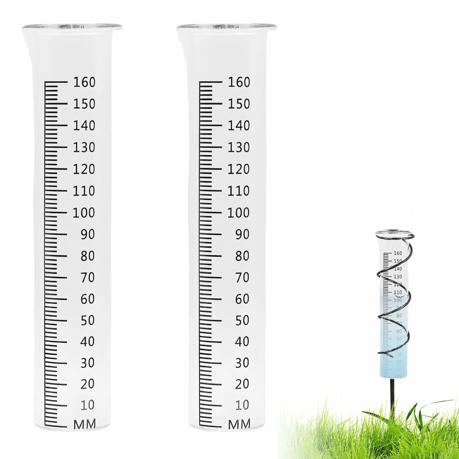 BAIFULAI Pluviómetros de Vidrio 1-160 mm, Medidor de Lluvia Resistente al Frío