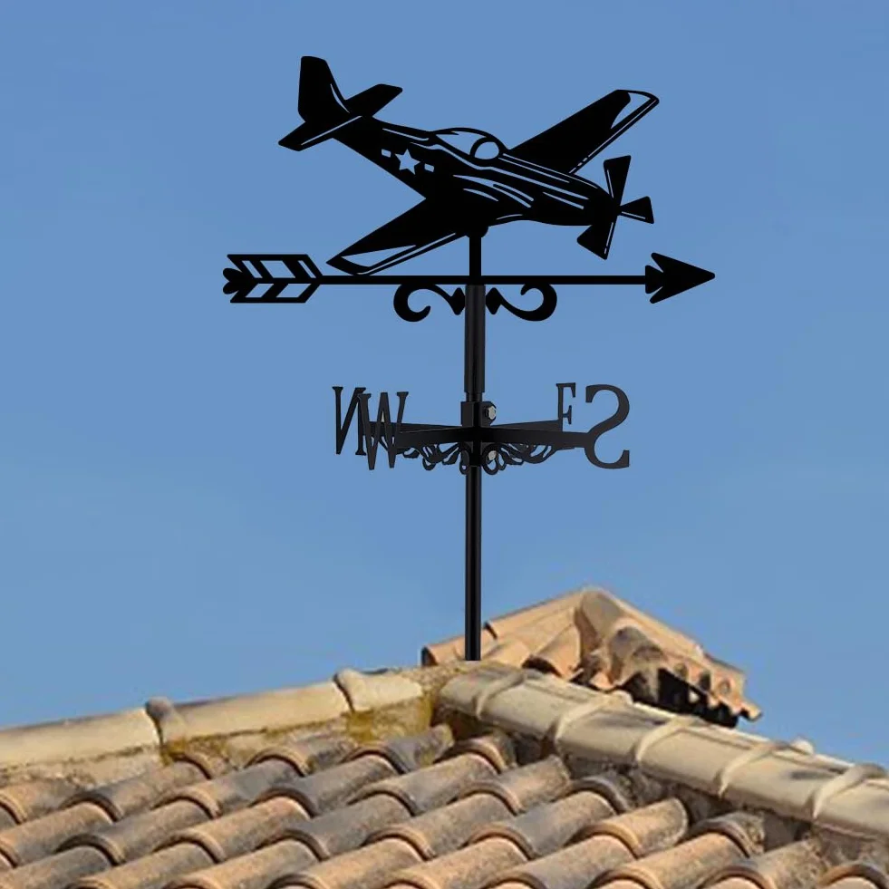 Veleta de Avión de Hierro Forjado para Techo Jardín Decoración