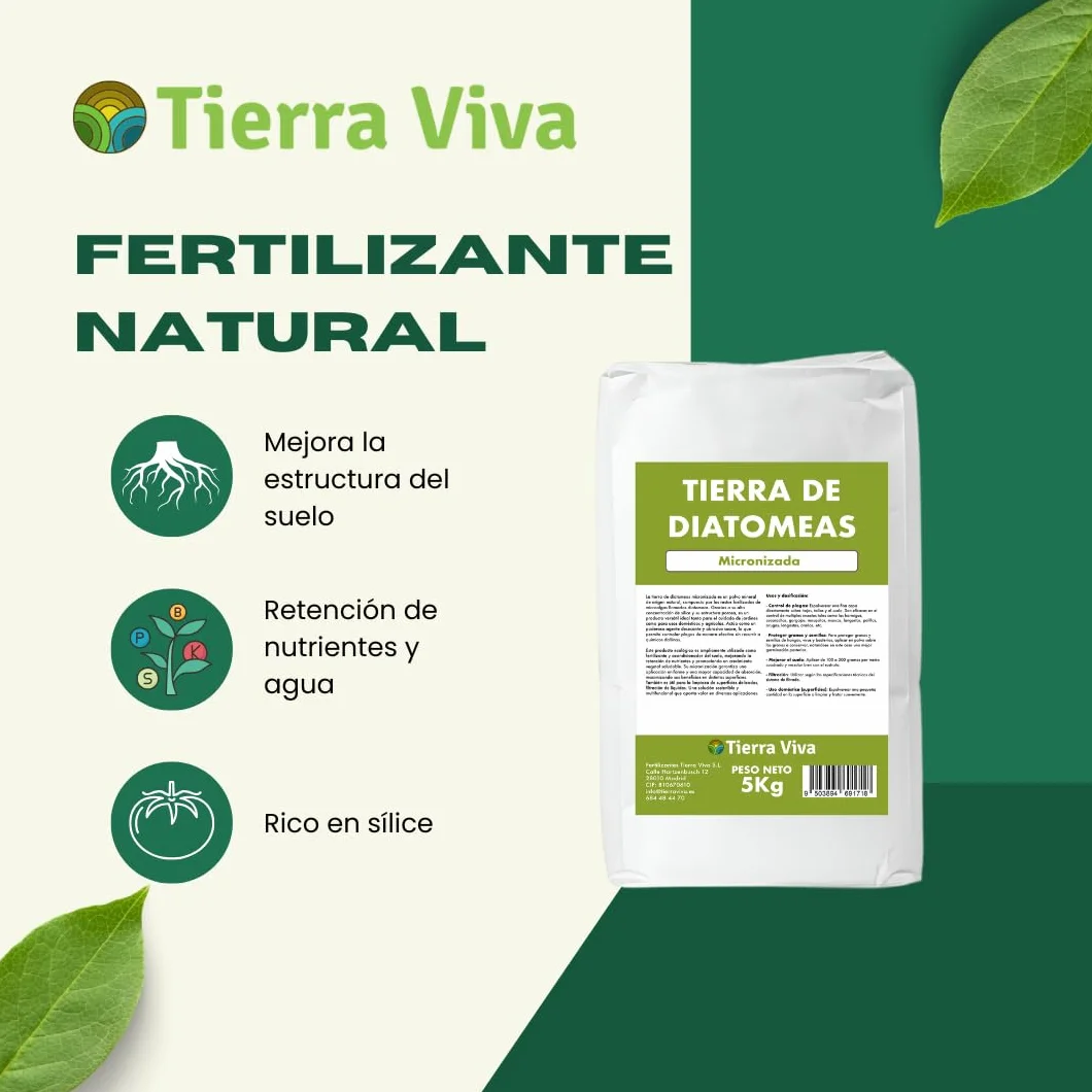 Tierra de Diatomeas Micronizada 5KG 100% Ecológico Sin Aditivos