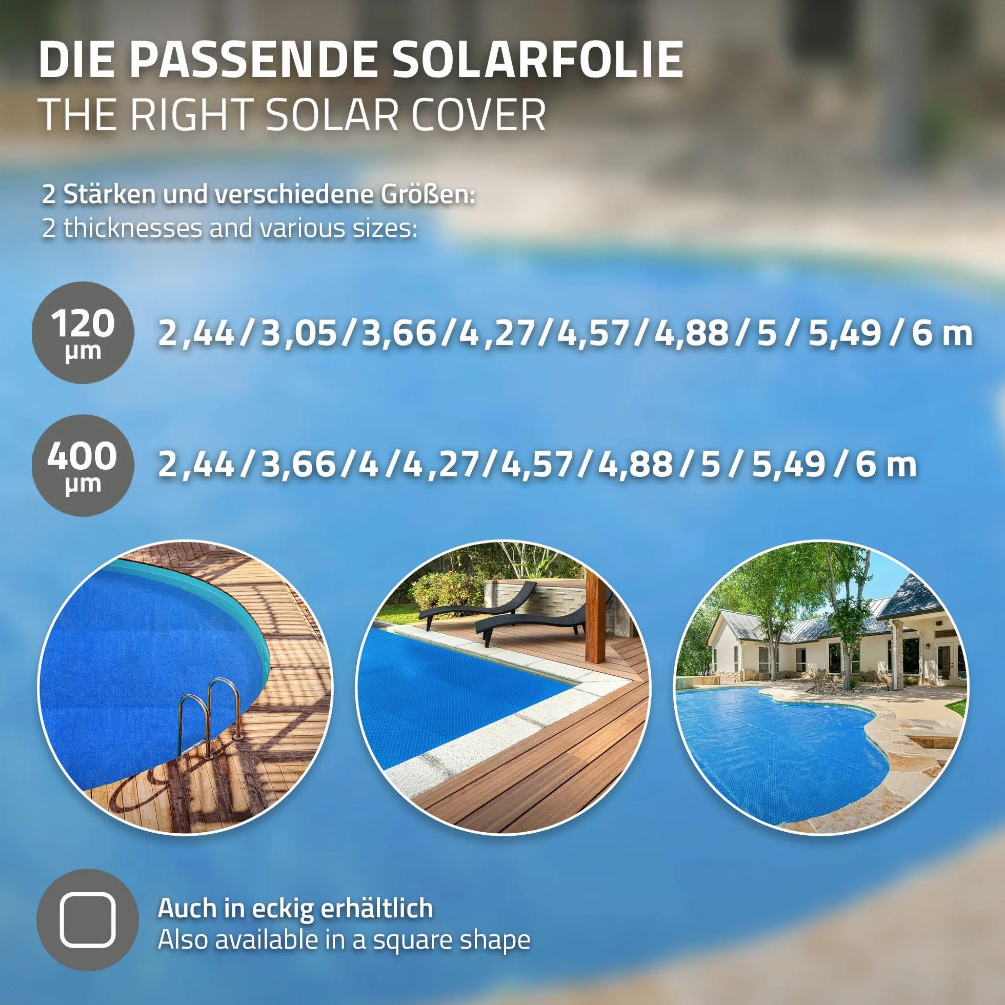 ECD Germany Cubierta Solar para Piscina Redonda Ø 366 cm, Azul, Lona Térmica de Burbujas, 400 µm