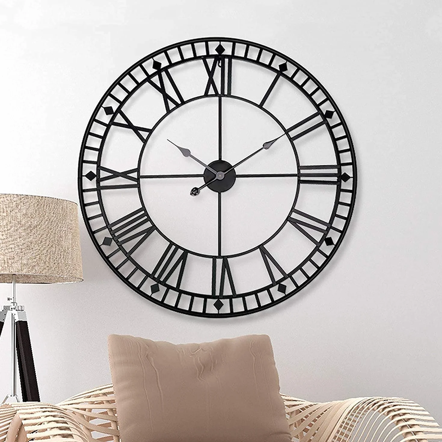 Reloj de Pared de Jardín al Aire Libre 80 cm Metal Redondo Números Romanos Impermeable Retro