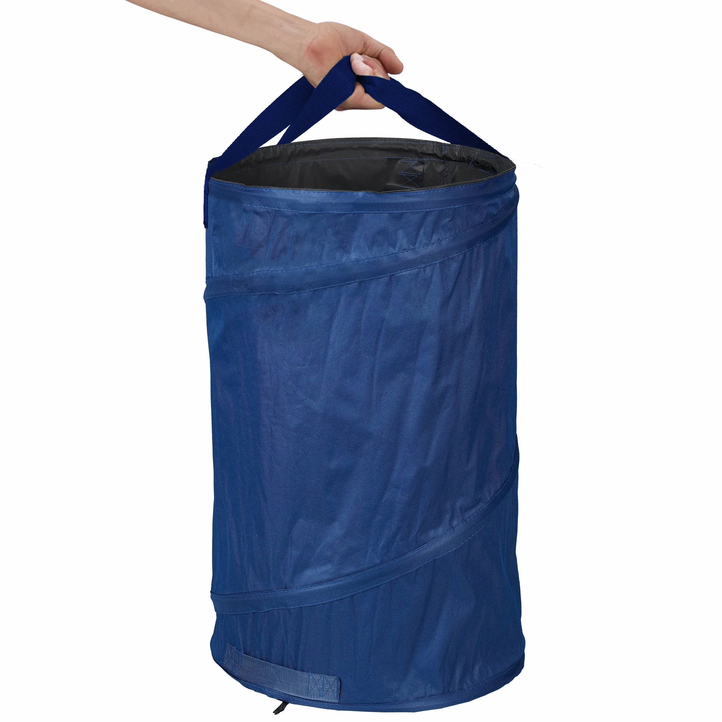 Relaxdays Sacos Hojas PopUp 120L Auto-desplegables Impermeable UV Azul Set2