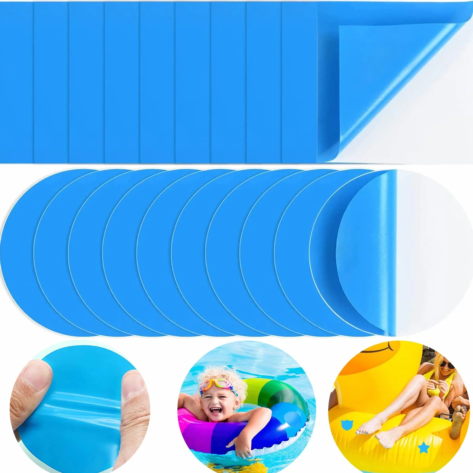 Parches Piscina Bajo Agua PVC Impermeables 20 Piezas Reparación
