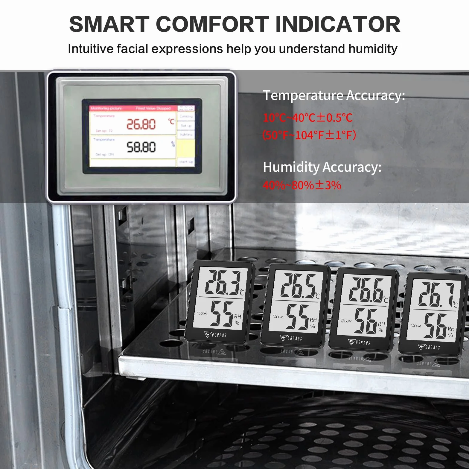 DOQAUS Mini Termómetro Higrómetro Digital, Medidor de Temperatura y Humedad, Respuesta Rápida 5s, Negro