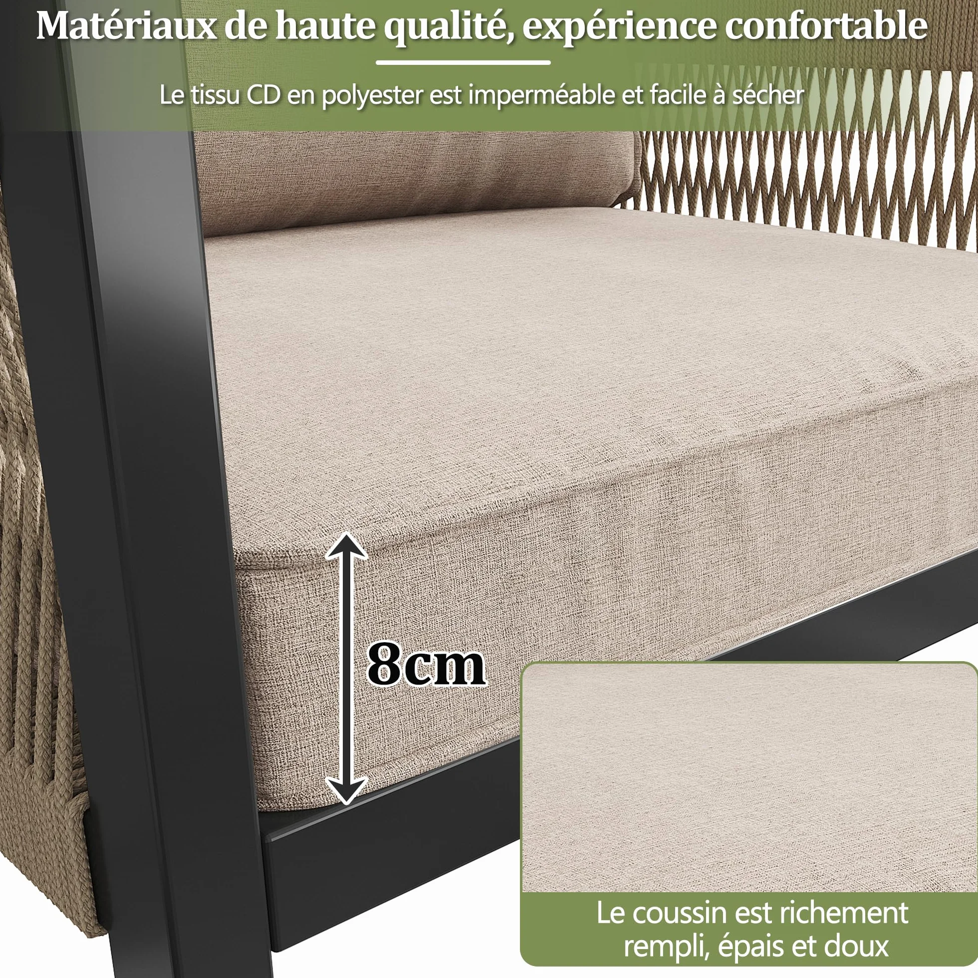 Juego de salón de jardín, grupo de comedor para 7-8 personas, muebles de jardín, juego de muebles de jardín, balcón, terraza, resistente a la intemperie, grupo de comedor moderno