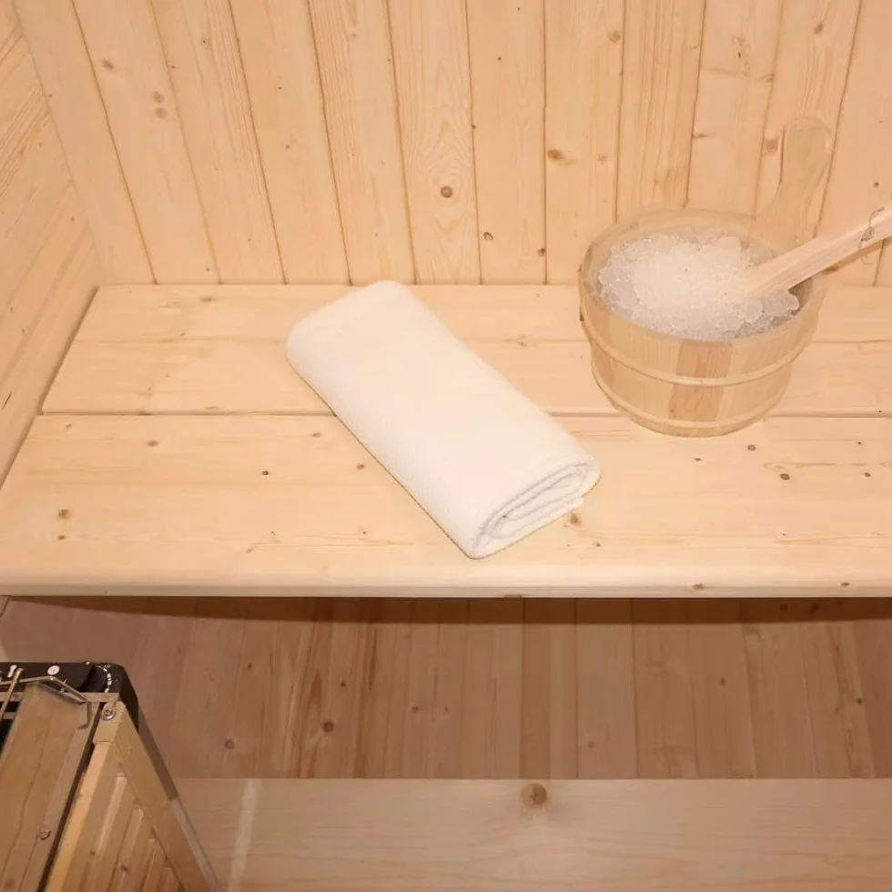 Home Deluxe Sauna de Exterior Cube S - Dimensiones: Aprox. 194 cm x 120 cm, Madera: Madera de Abeto - Incl. Calefactor de Sauna y Accesorios de Sauna I Sauna de jardín, Sauna de Exterior, Barril de