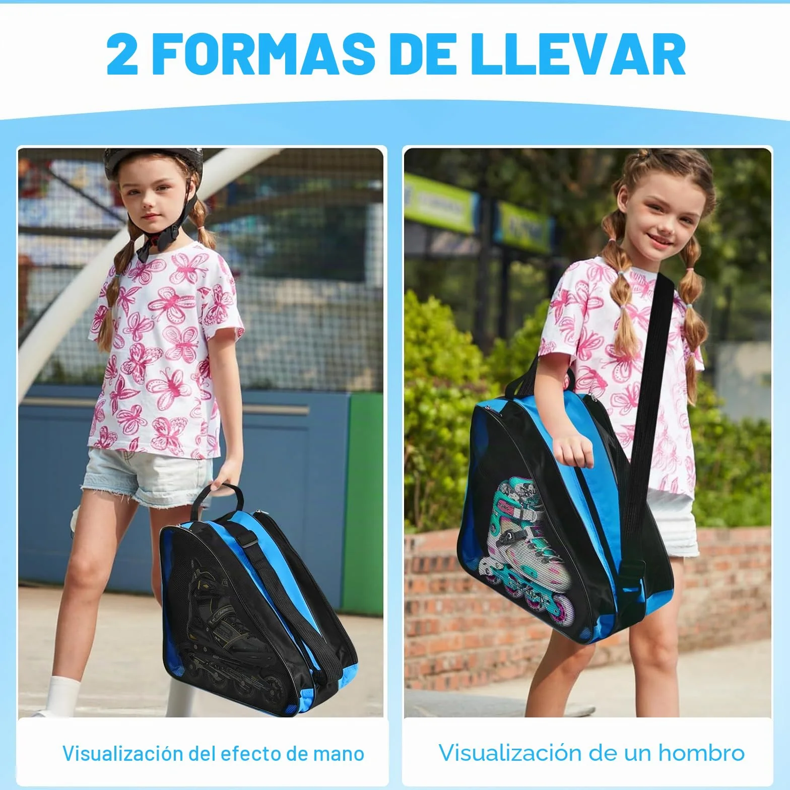 Bolsa para Patines en Linea con 3 Compartimentos para Casco y Protecciones