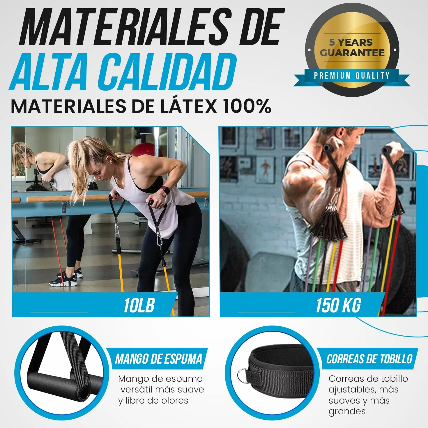 PORTENTUM Gomas elasticas musculación - Bandas elasticas para Yoga Gym Crossfit