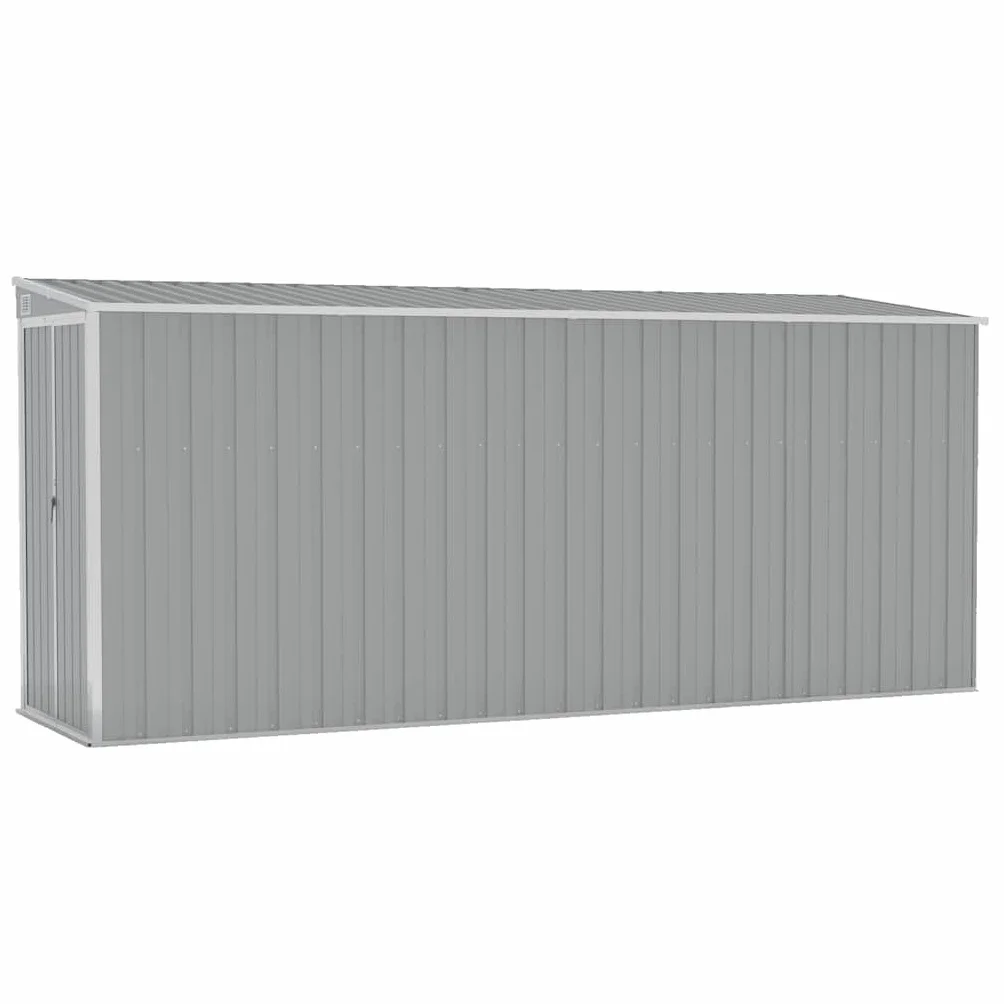 vidaXL Cobertizo Jardín Acero Galvanizado Gris 118x382x178 cm