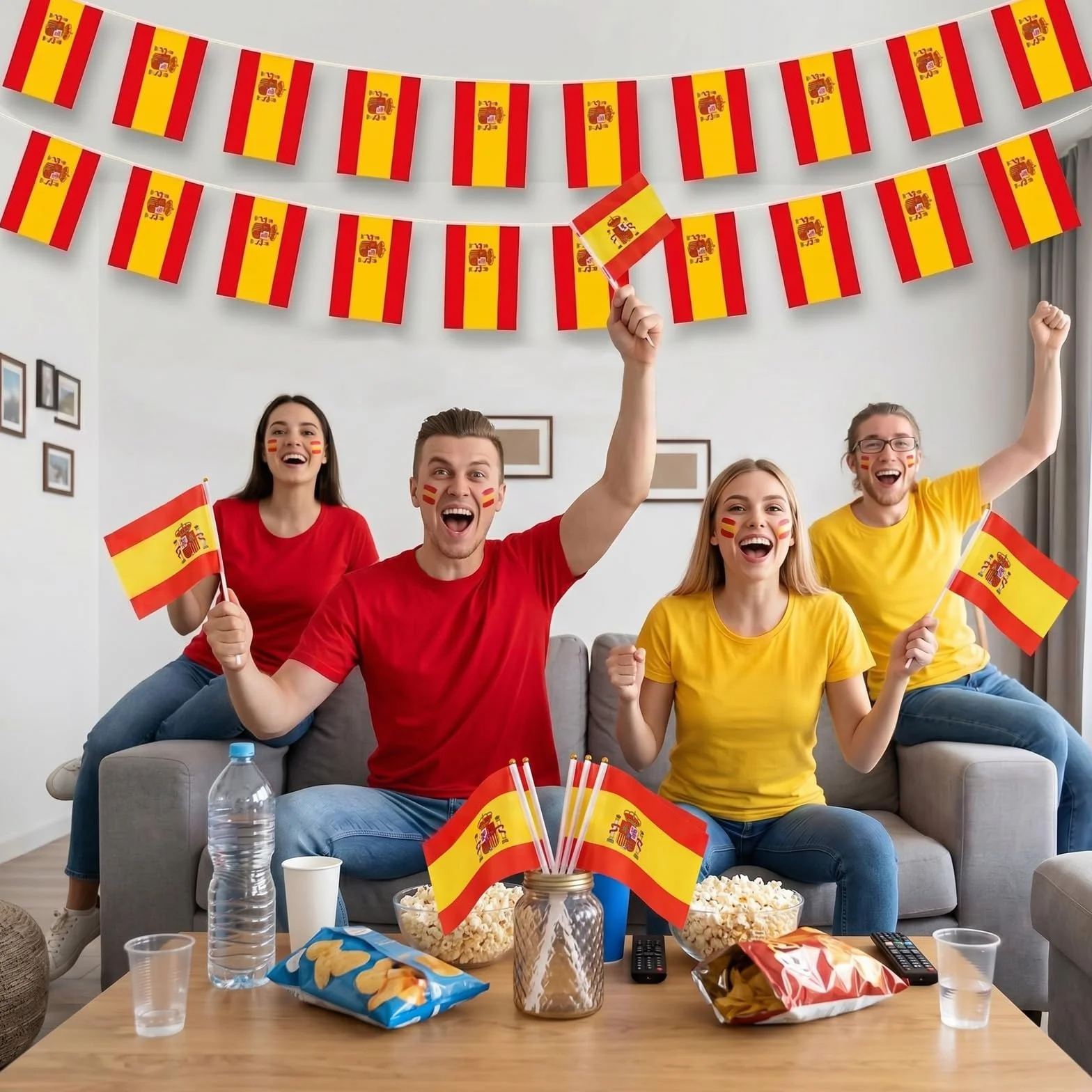 Guirnalda Banderas Mundial 30 Piezas Bandera España Decoración 10 m Banderines 14 x 21 cm Fiesta Nacional