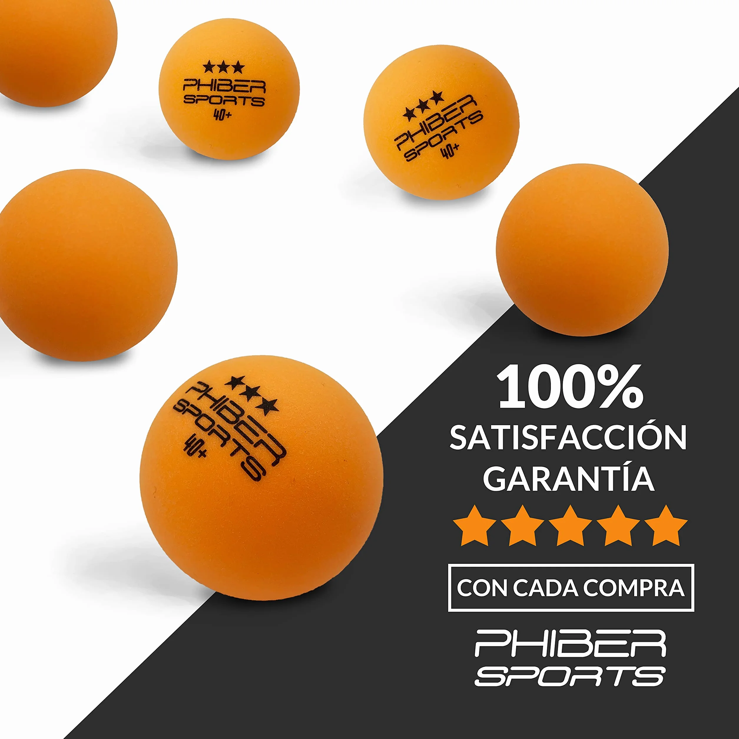 PHIBER-SPORTS Pelotas de Tenis de Mesa Premium 3 Estrellas 24 Piezas Naranja