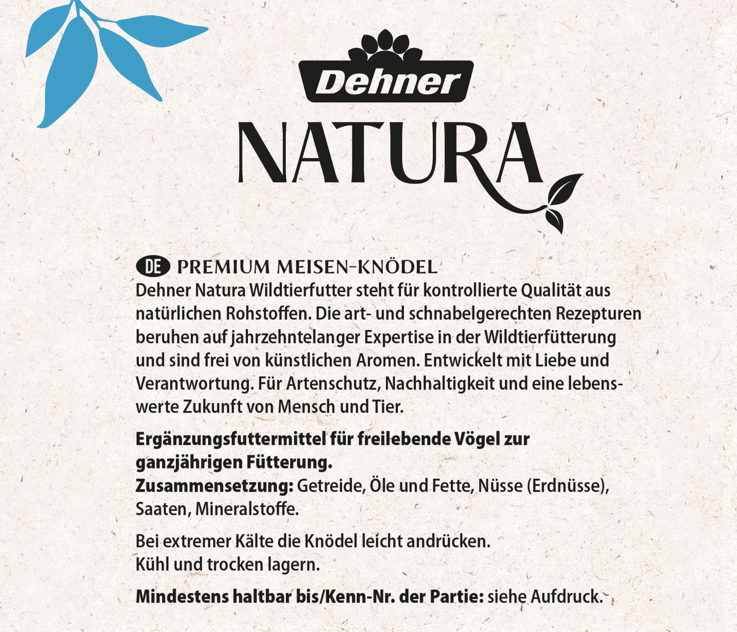 Dehner Natura albóndigas de Grasa para pájaros sin Red 100 Piezas 90g 9kg Caja FSC