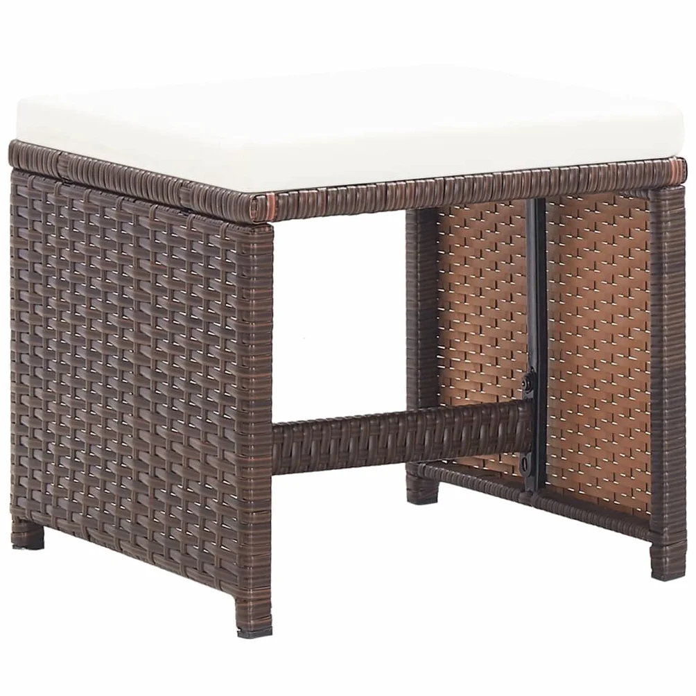 vidaXL 2 Taburetes de Jardín con Cojines Silla Exterior Ratán Sintético Marrón