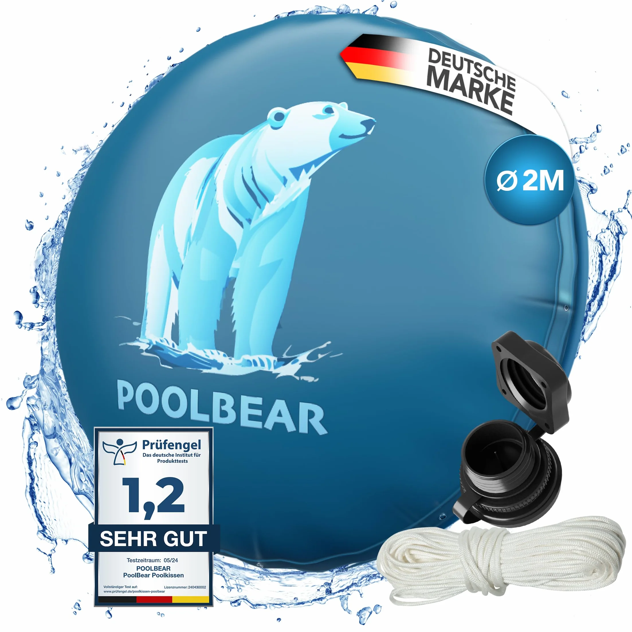PoolBear Cojín de piscina de invierno 2 m XXL de aire doble costura con kit de reparación