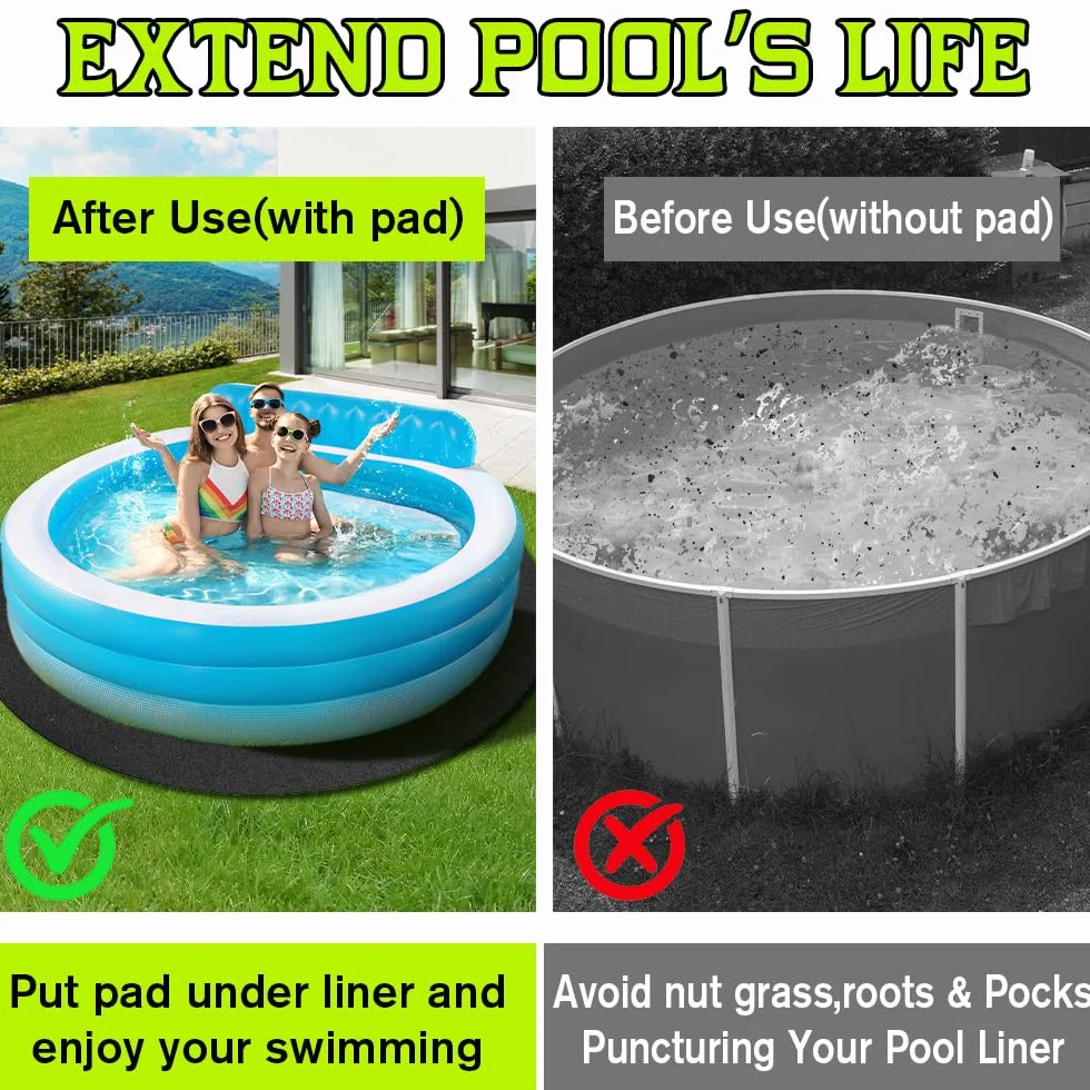 Base de Piscina Antideslizante Redonda Impermeable 370 cm Alfombra Suelo Plegable