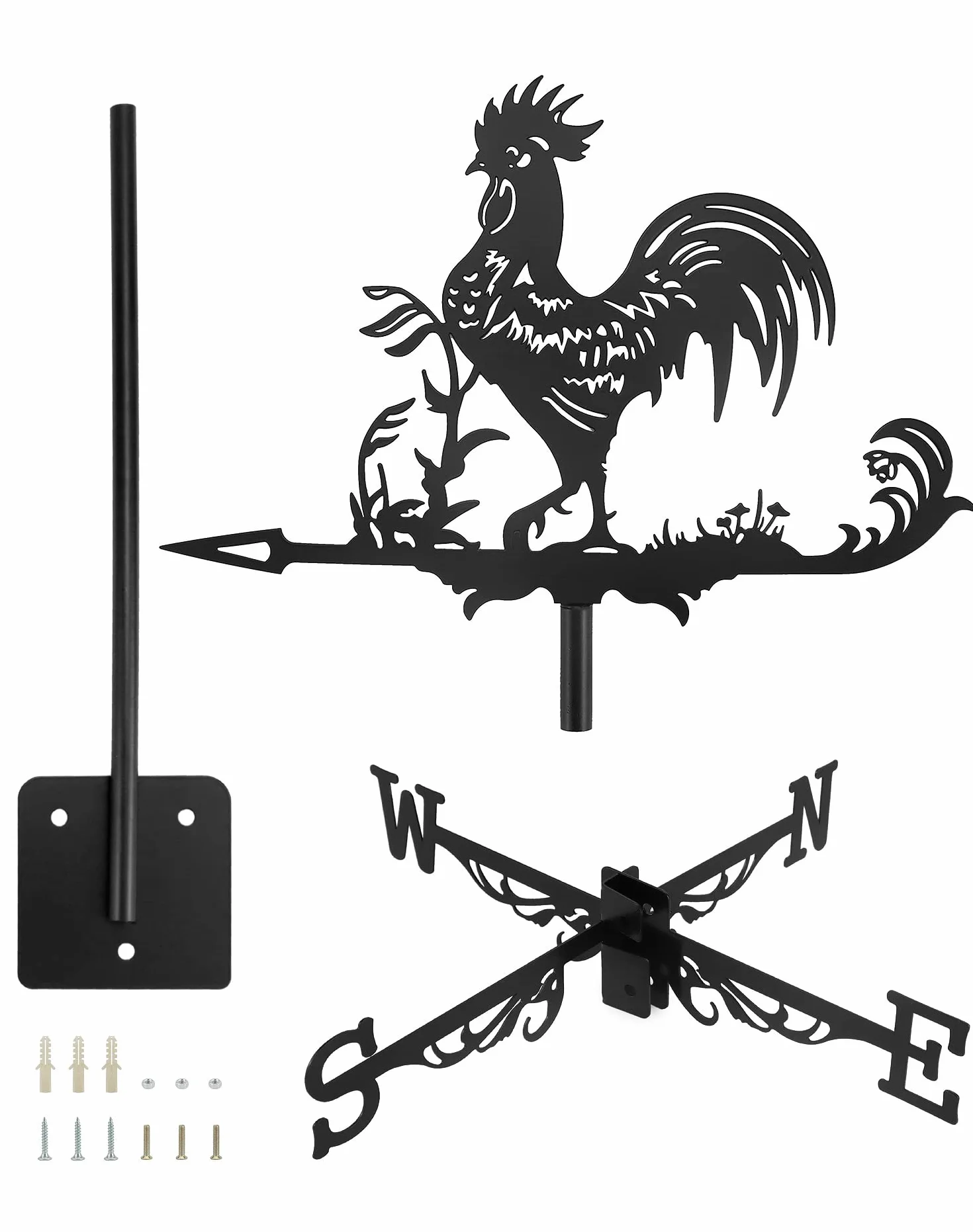 QWORK® Weathercock Weather Veleta Retro Metal Indicador de dirección del Viento para Techo jardín
