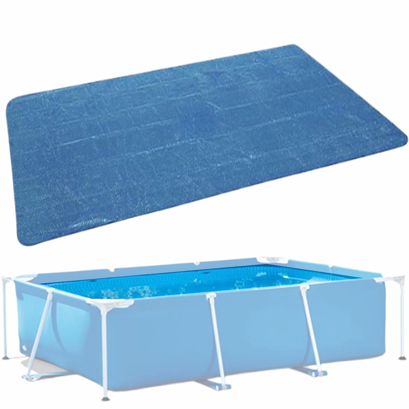 Cubierta Solar para Piscinas 220x150 Cm Manta Térmica Rectangular Impermeable Aislamiento Térmico