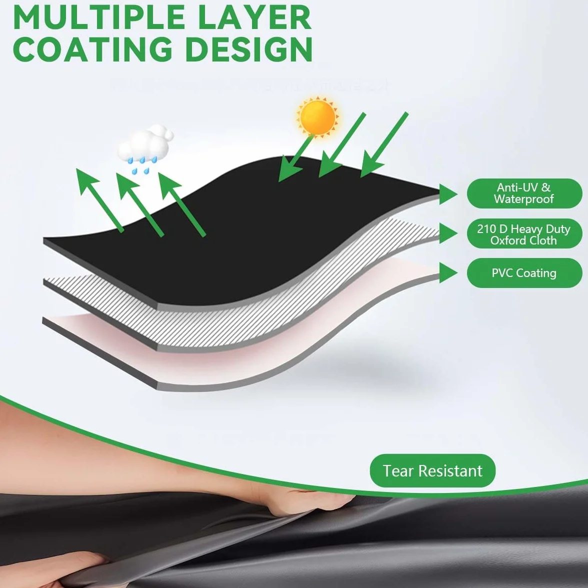 OBTANIM Funda impermeable para cortacésped de exterior, poliéster Oxford resistente al polvo, protección contra el polvo, cubierta para tractor de césped de hasta 54 pulgadas, con cordón y bolsa de