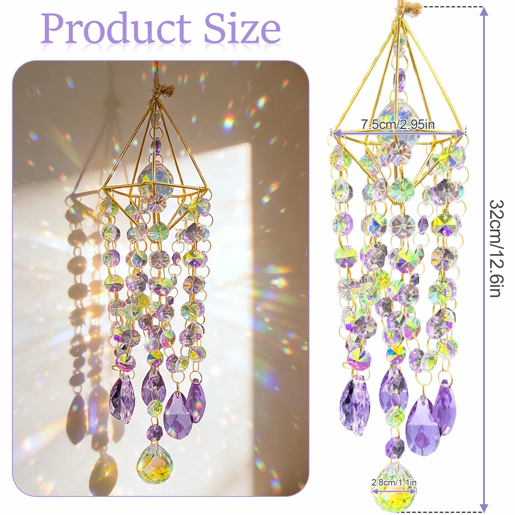 VEEKAY Atrapasoles de Cristal Colgante Suncatcher para Ventanas y Jardines