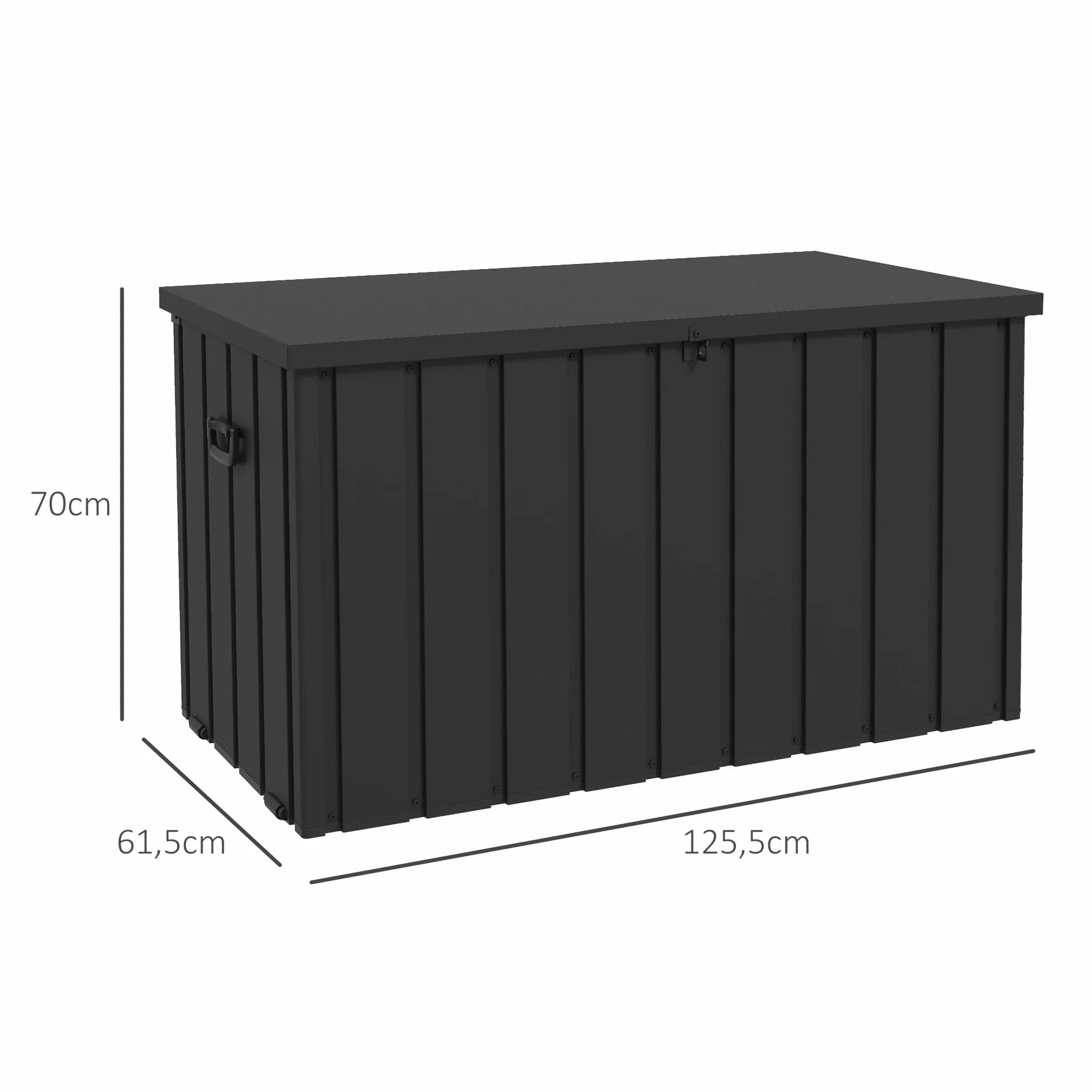 Outsunny Baúl Almacenaje Exterior 450L Acero 125,5x61,5x70 cm Gris Oscuro