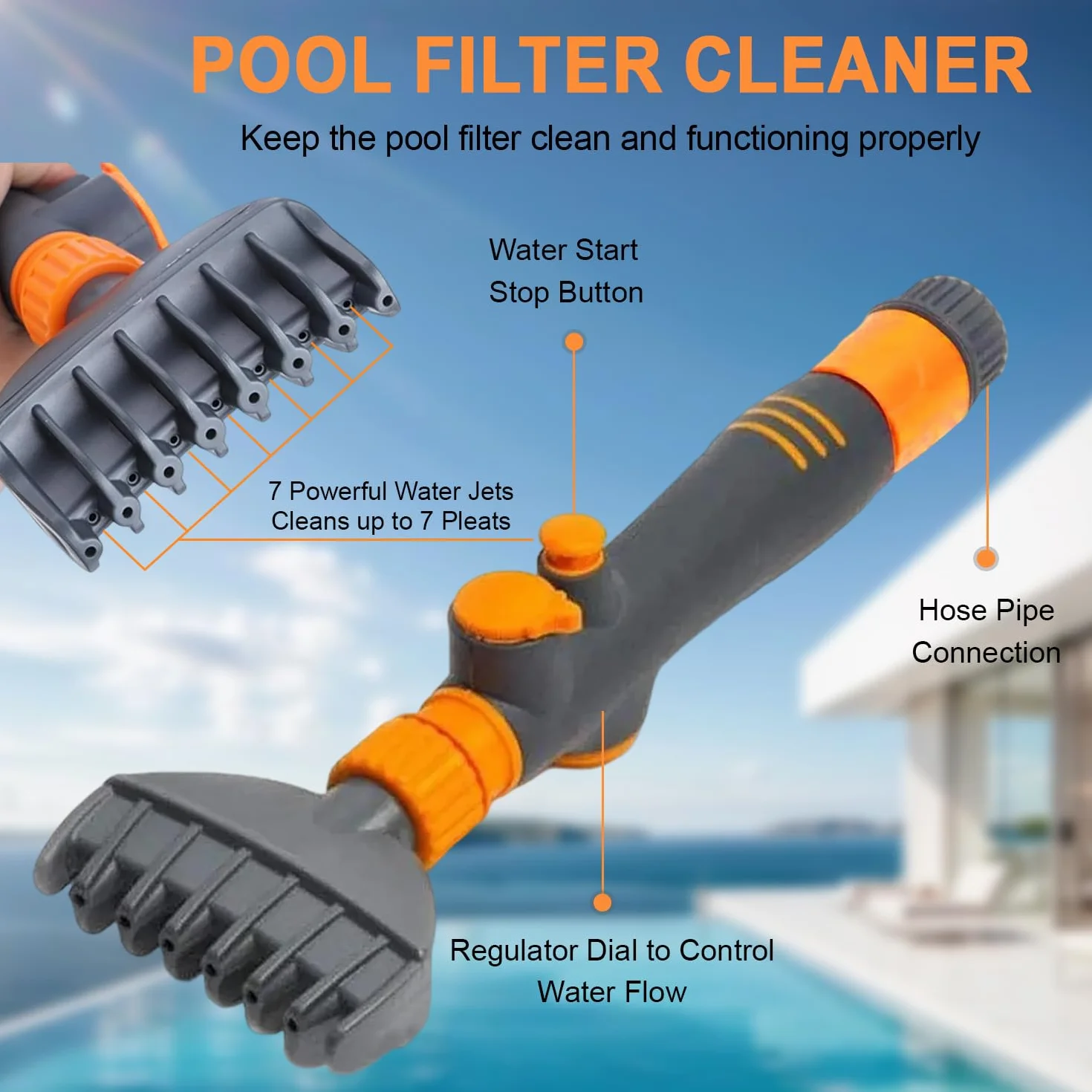 Limpiador de Cartucho de Filtro de Piscina SPA, Herramienta de Lavado Resistente y Duradero