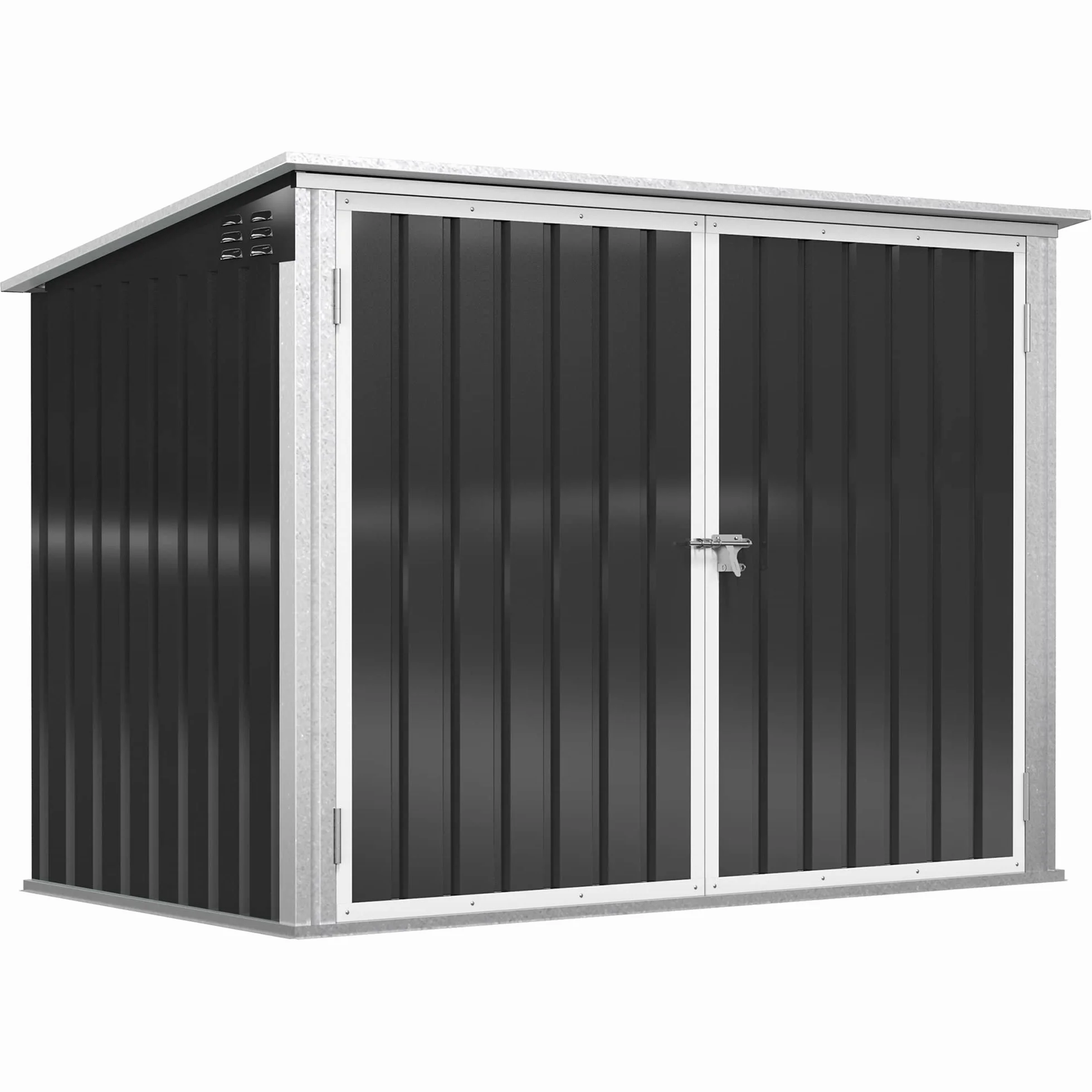 Outsunny Caja de basura con cerradura para 2 cubos de acero 178,5 x 104,5 x 128,5/113 cm Negro