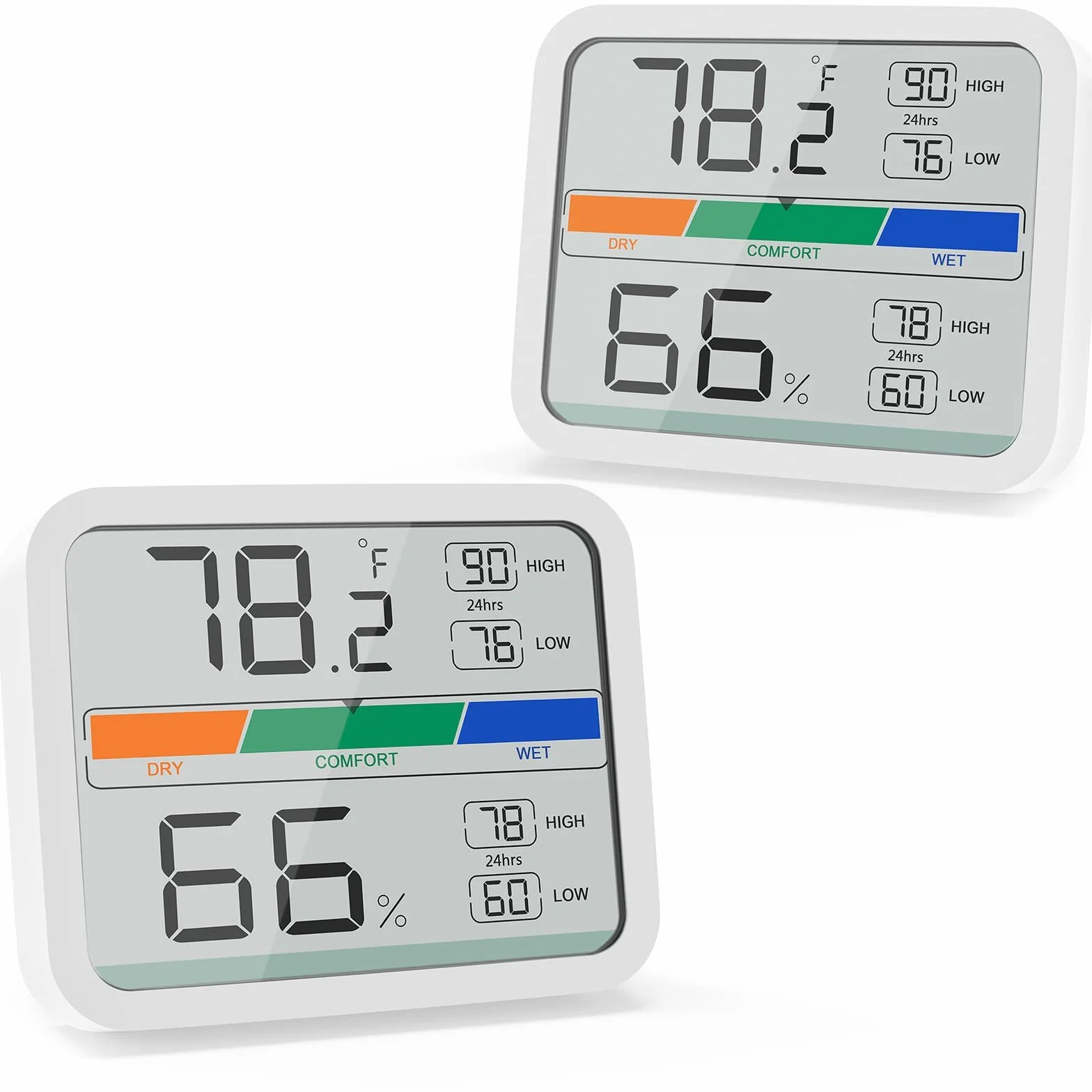LIORQUE Termómetro Higrómetro Digital Interior Medidor Temperatura Humedad Registro Máximo Mínimo 2 Piezas