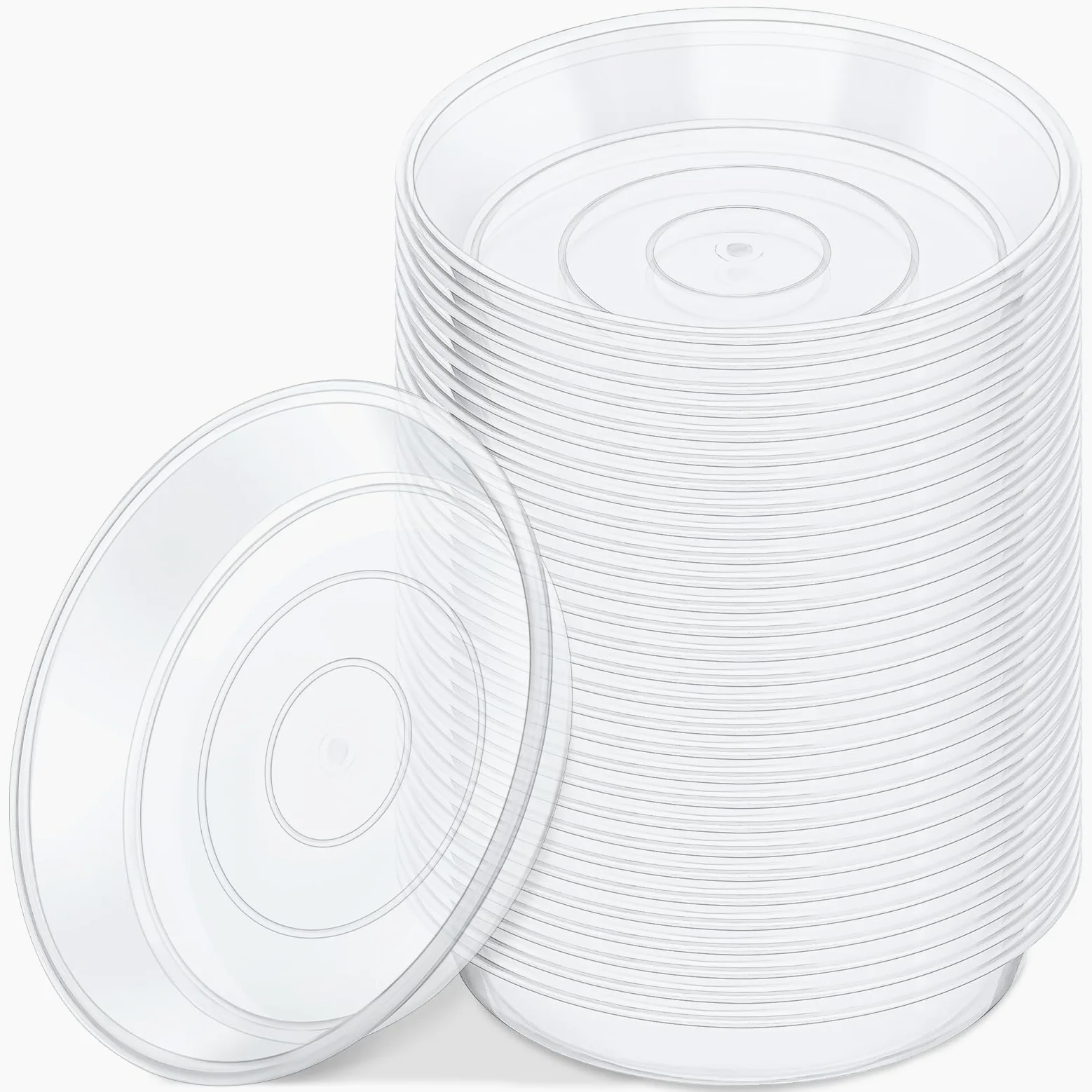 GREANER 30 paquetes de platillos transparentes para plantas, bandejas de plástico de 5 pulgadas para plantas, bandejas de goteo resistentes para plantas en maceta, bandejas sin agujeros para plantas