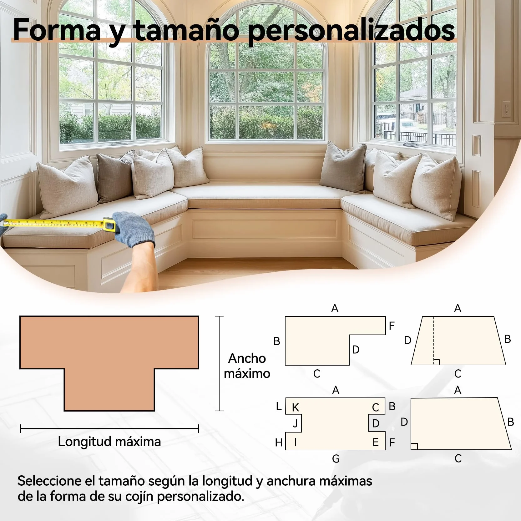 Cojín de banco personalizado antideslizante para interior/exterior jardín y patio